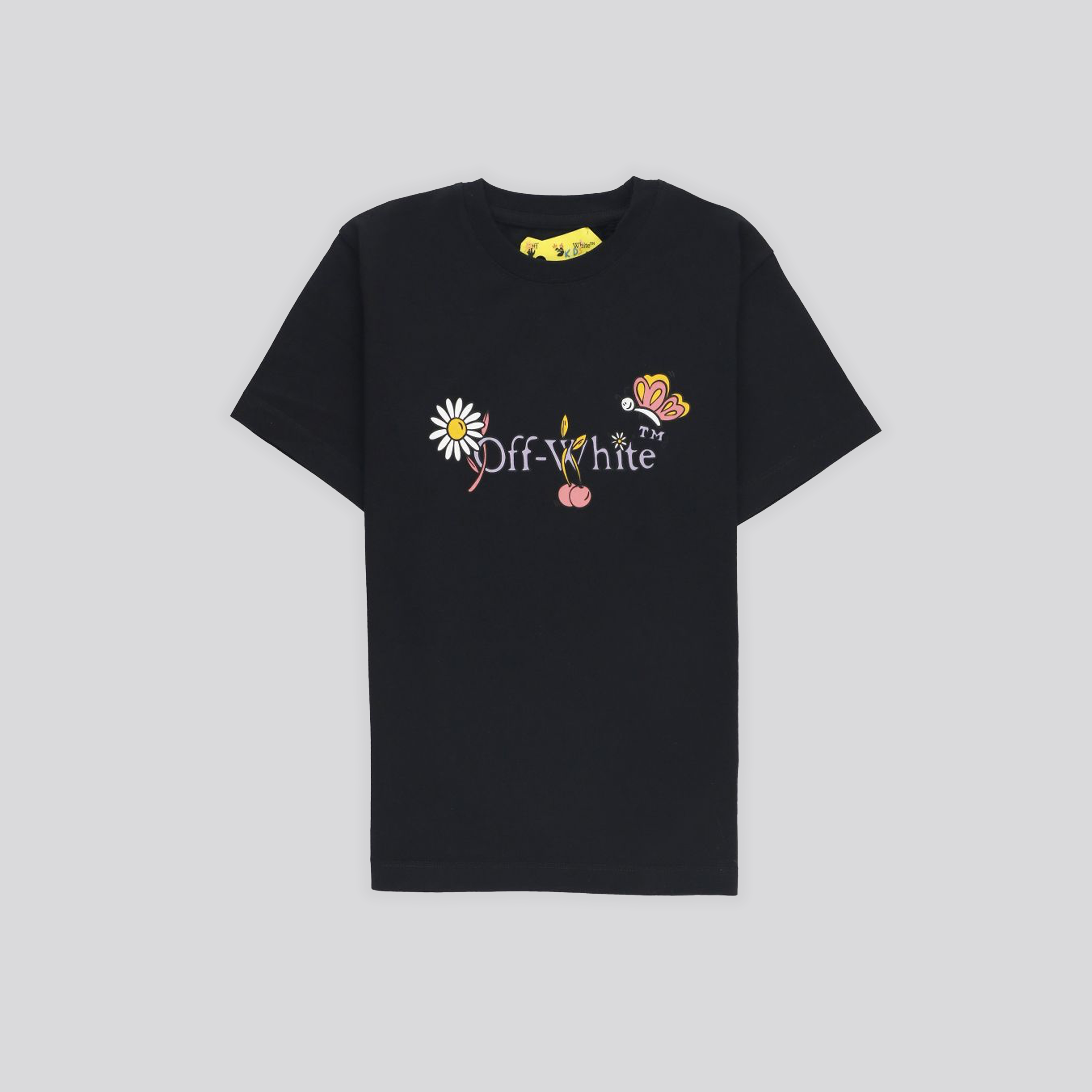 Camiseta Negra Off-White Kids Funny Flowers