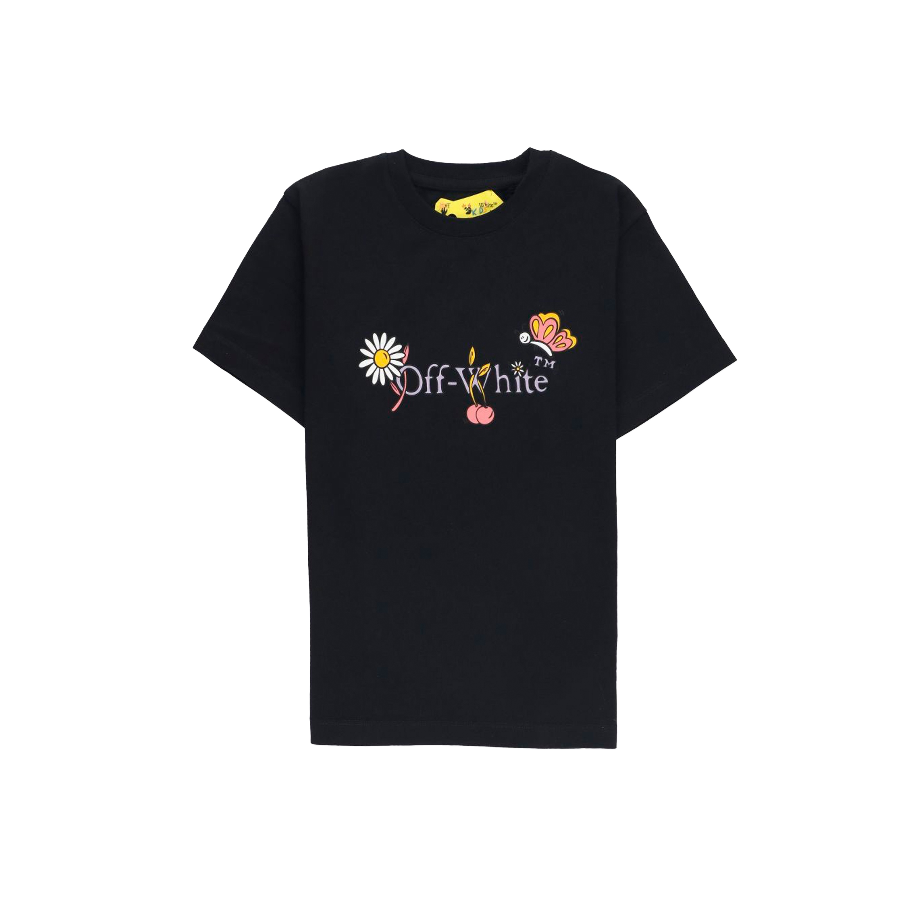 Camiseta Negra Off-White Kids Funny Flowers