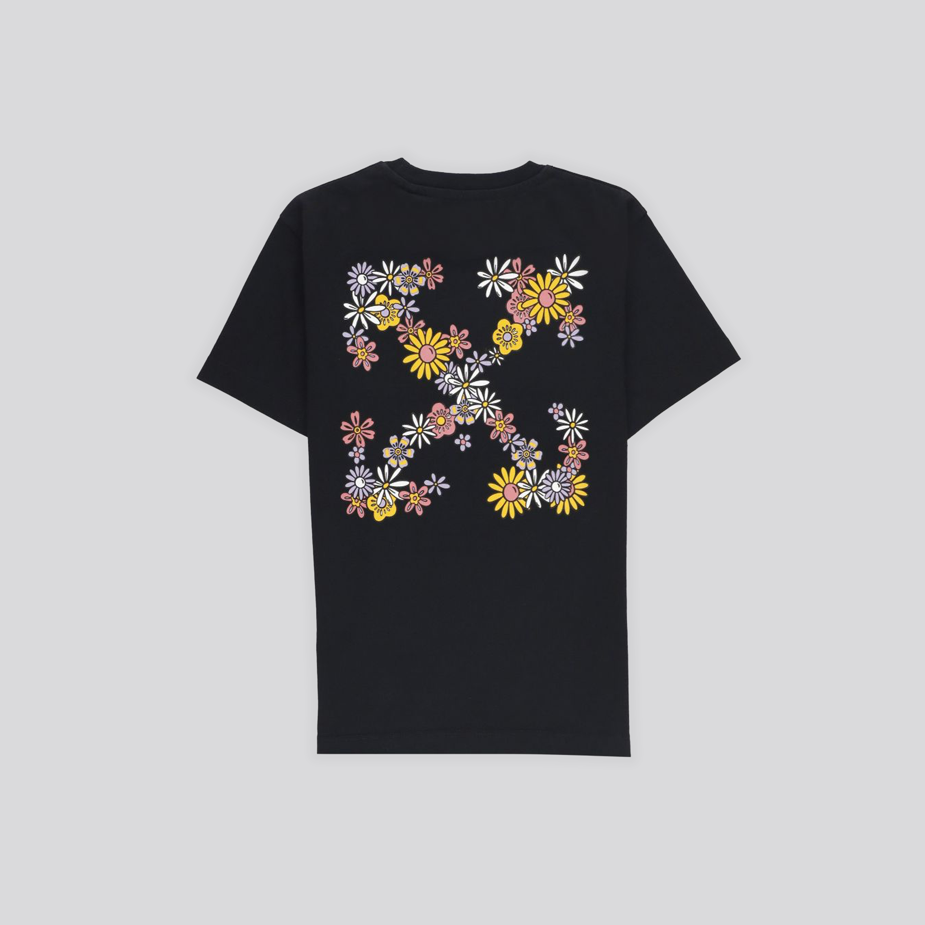 Camiseta Negra Off-White Kids Funny Flowers