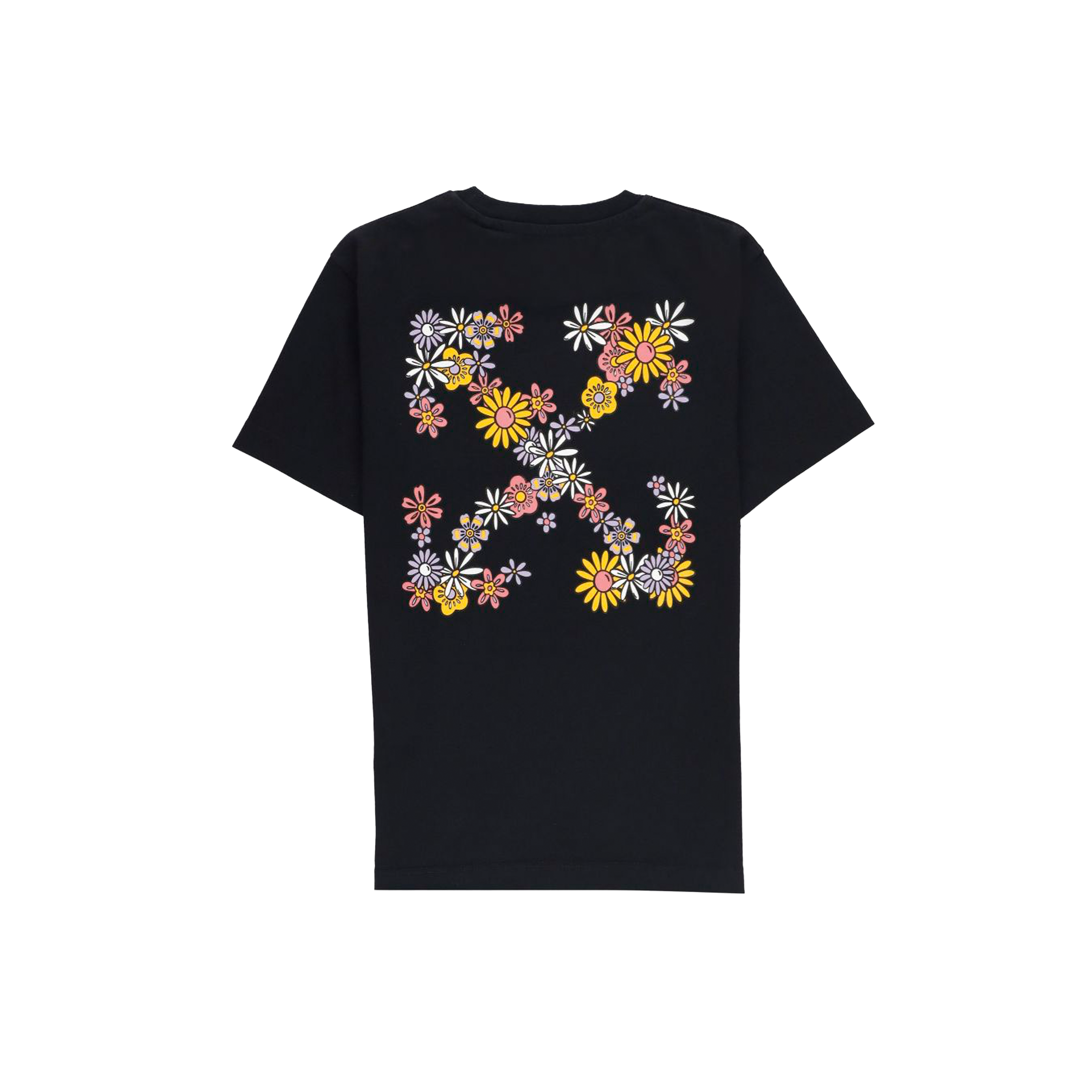 Camiseta Negra Off-White Kids Funny Flowers