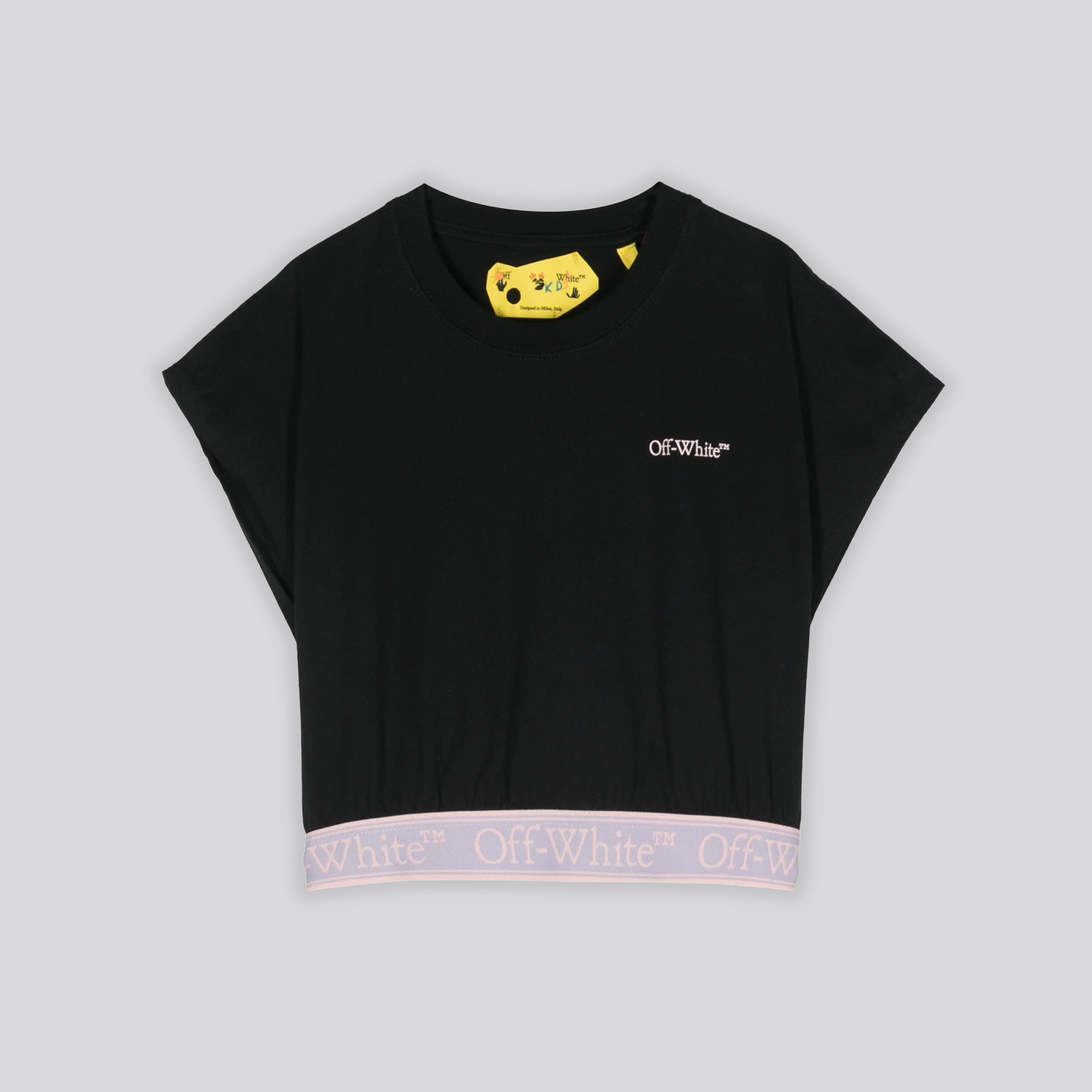 Top Negro Off-White Kids Bookish Logo Band Cropped