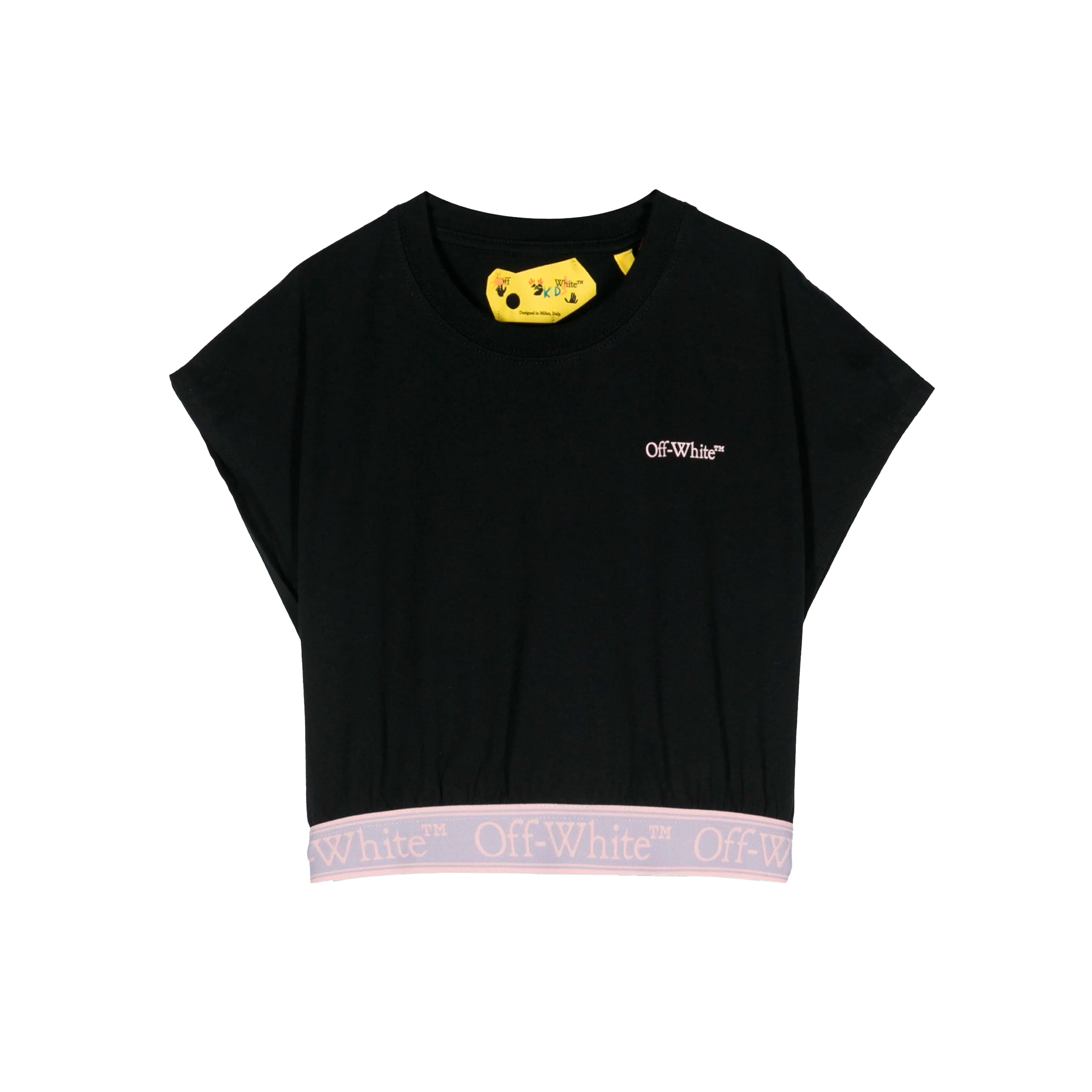 Top Negro Off-White Kids Bookish Logo Band Cropped