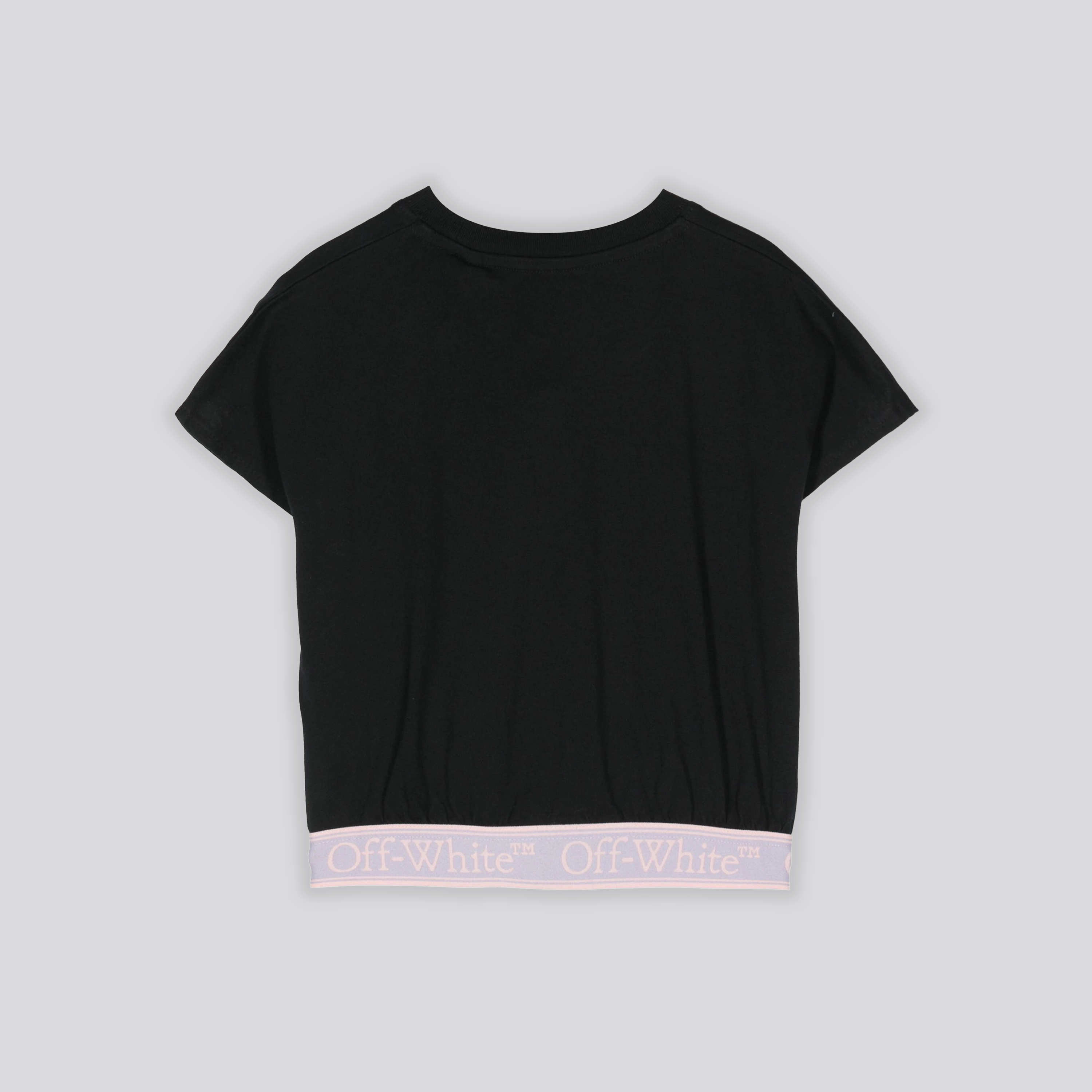 Top Negro Off-White Kids Bookish Logo Band Cropped