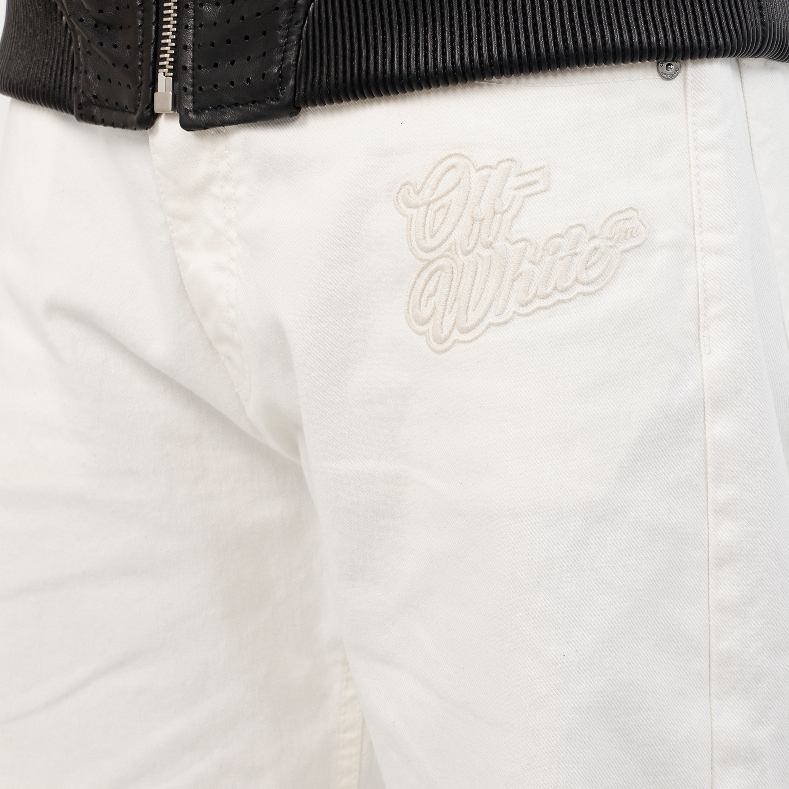 Jeans Blanco Off-White 90S Logo Zip Skate