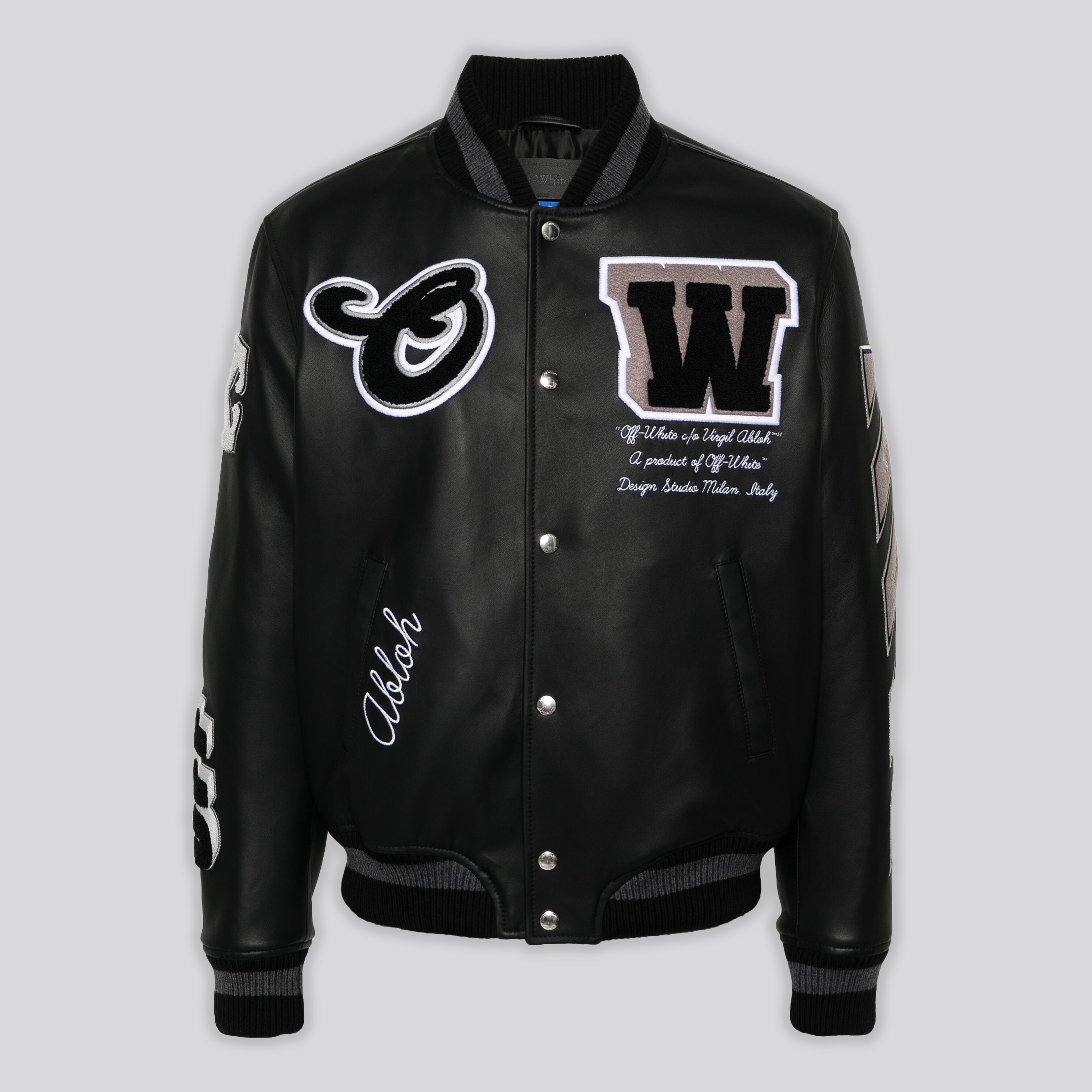 Chaqueta Negra Off-White Full Lea Varsity