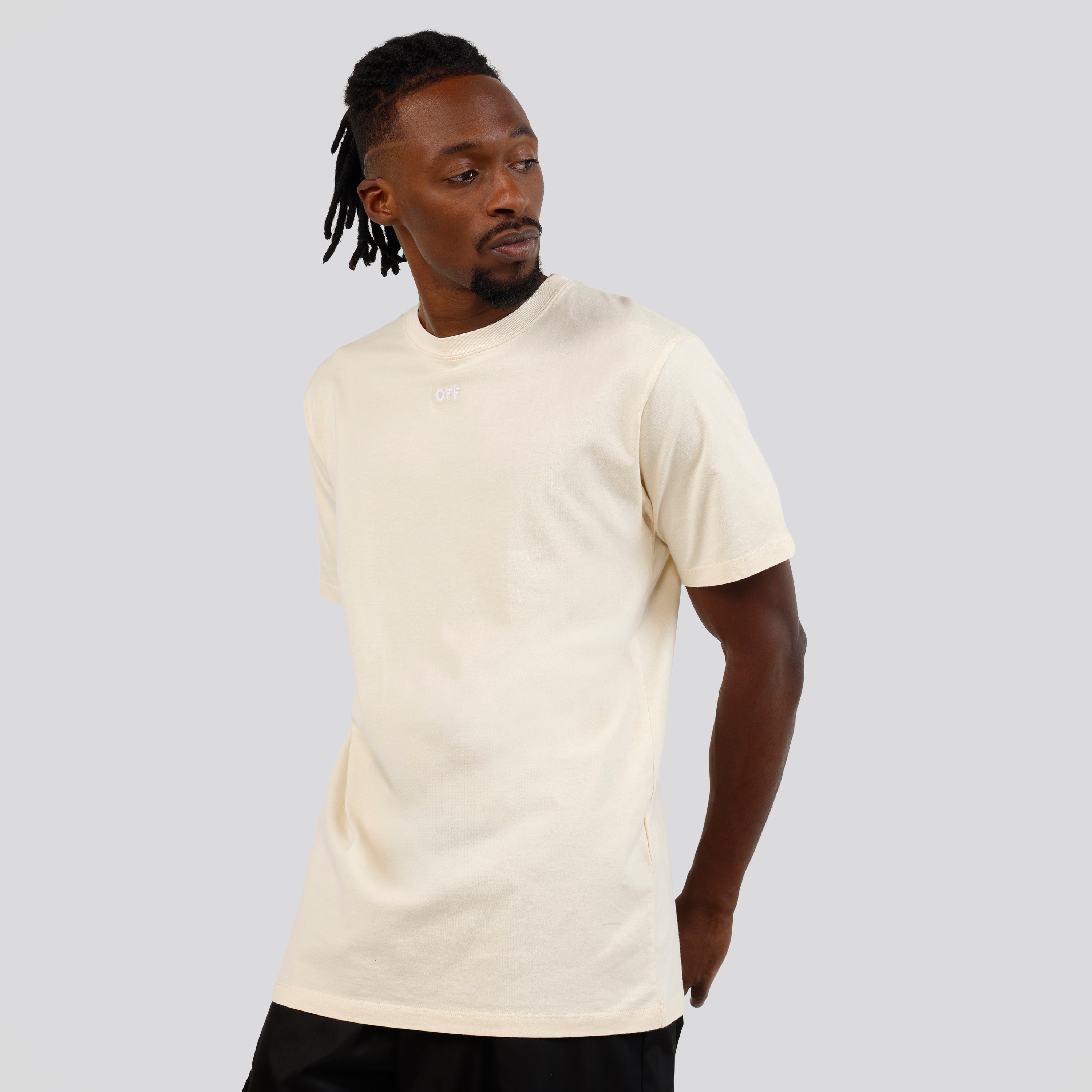 Camiseta Crema Off-White Arrow Emb