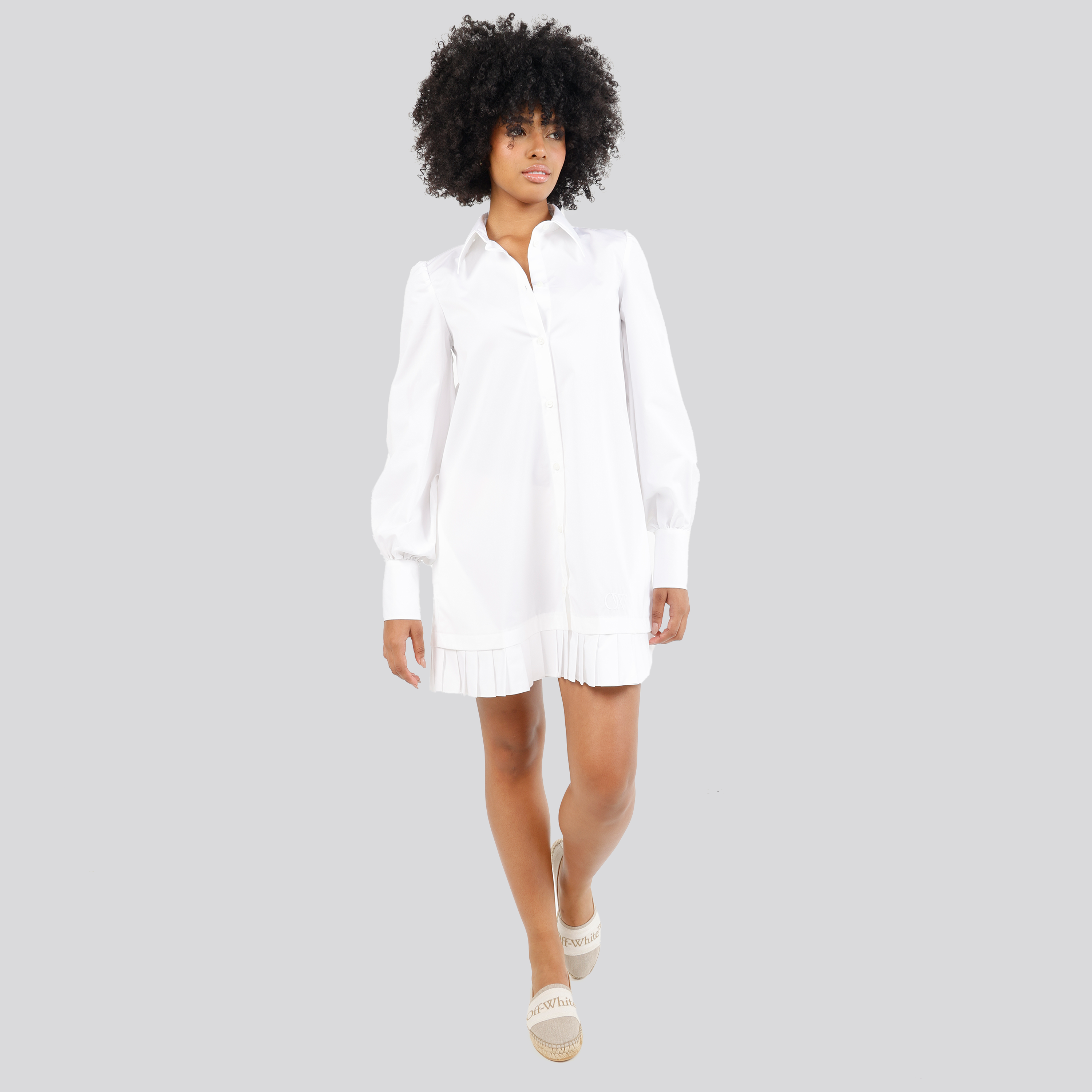 Vestido Blanco Off-White Poplin Pleat