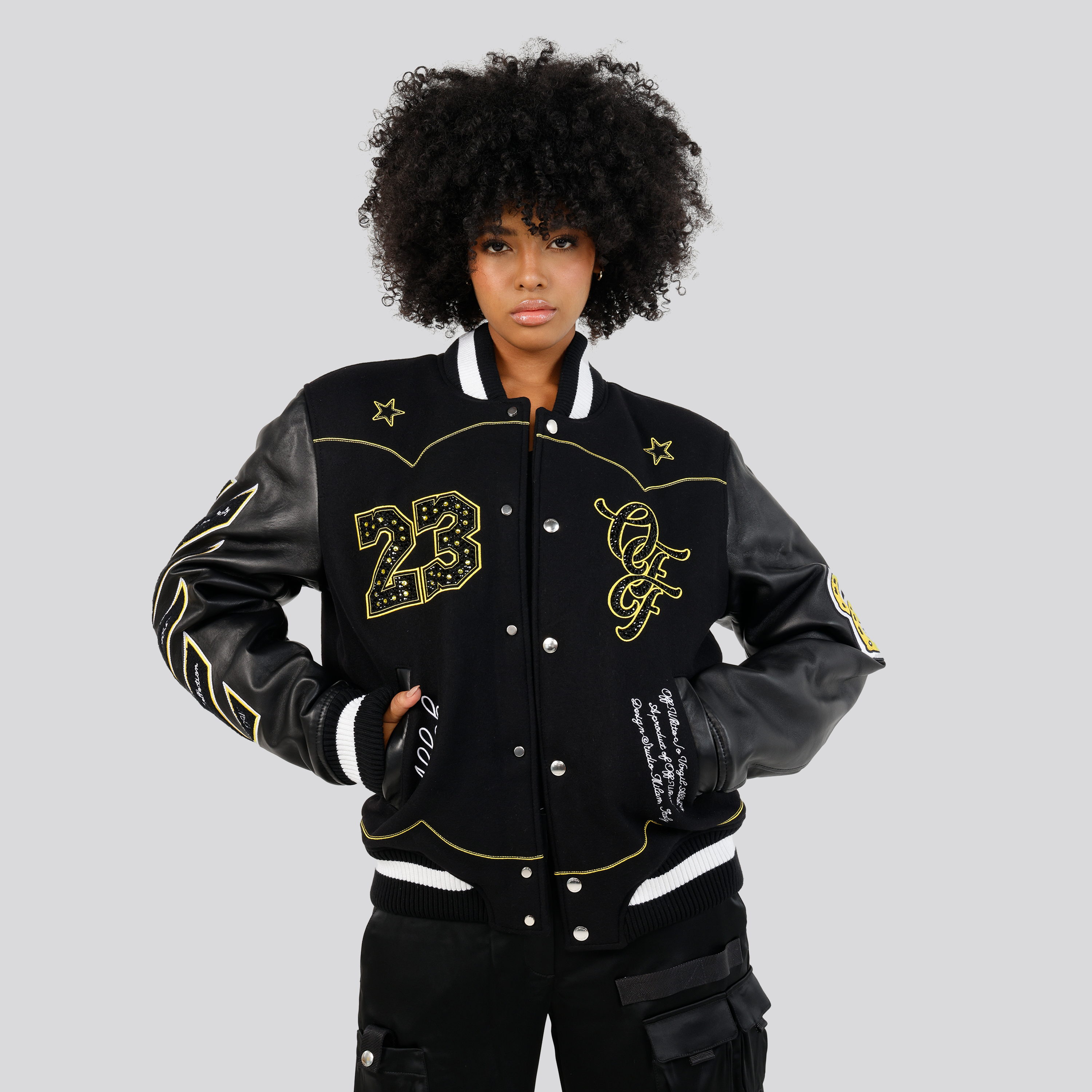 Chaqueta Negra Off-White Bling Wo Horsehoe