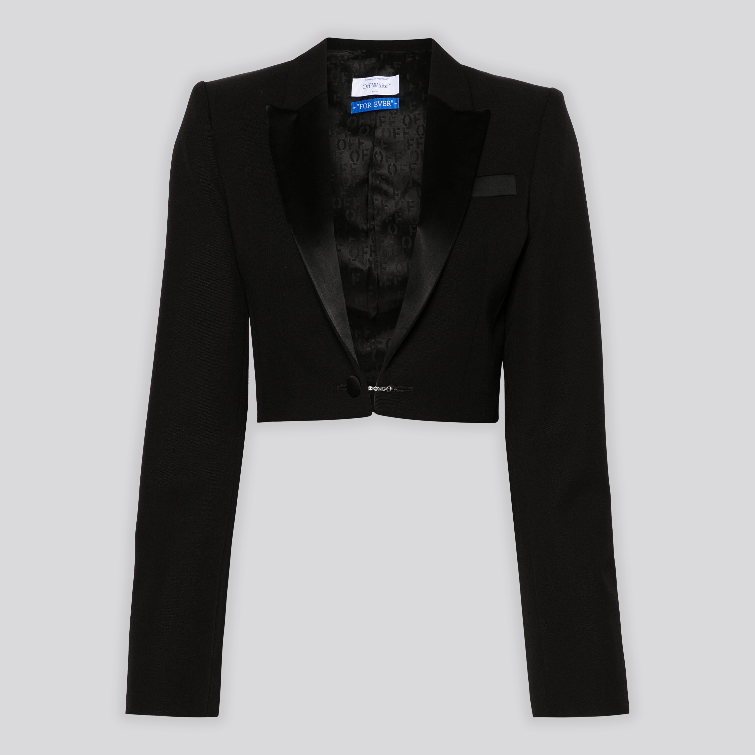 Blazer Negro Off-White Tuxedo Cropped