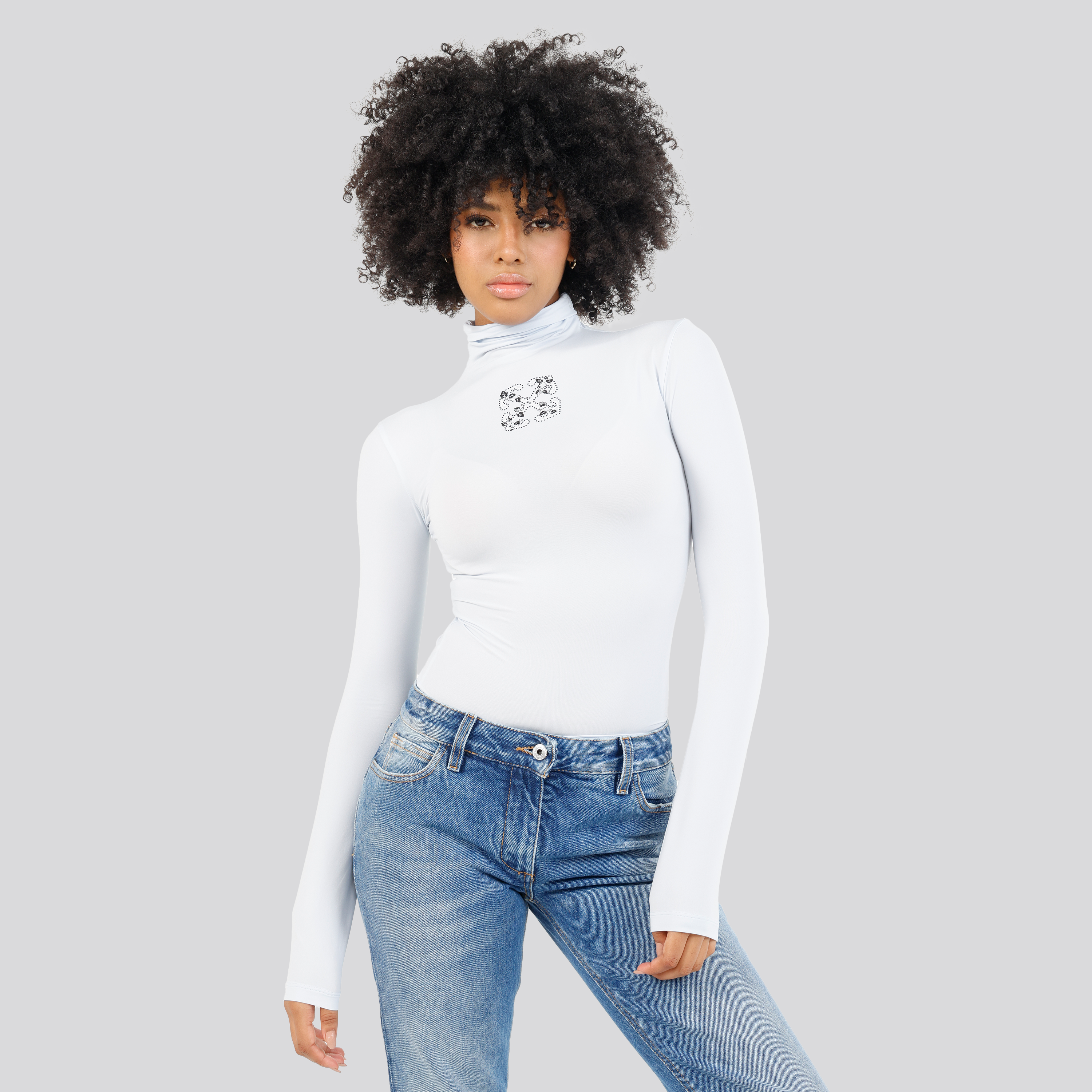 Top Gris Off-White Leaves S Arrow Turtleneck