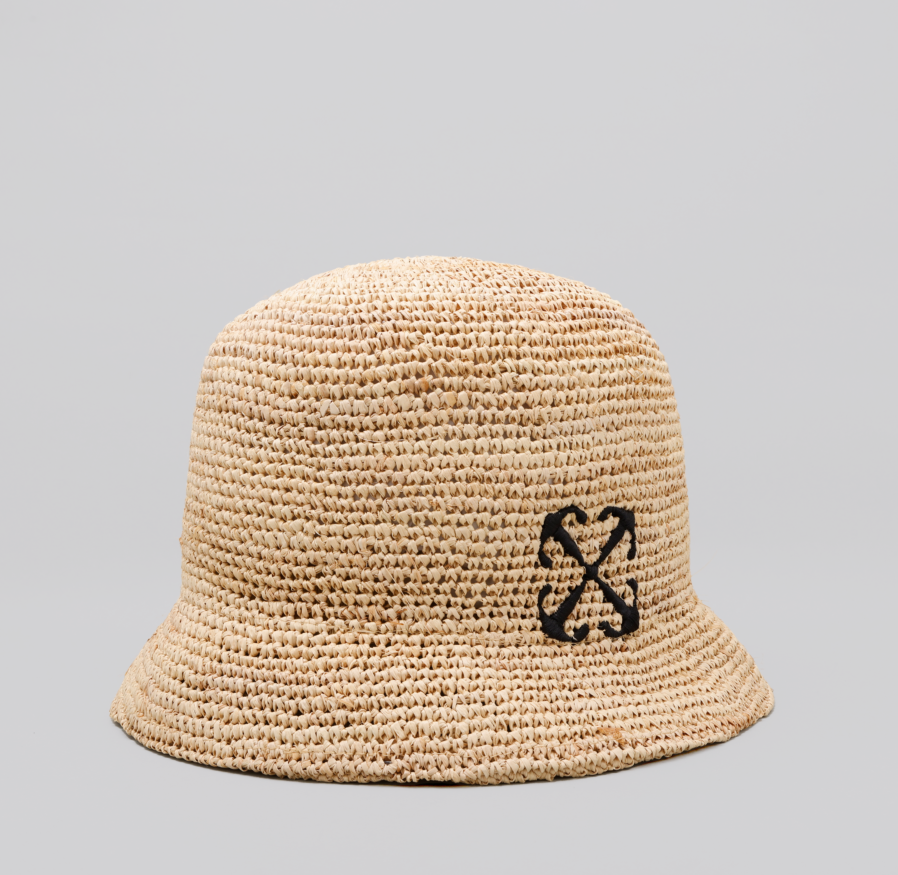 Gorro Beige Off-White Raffia Bucket