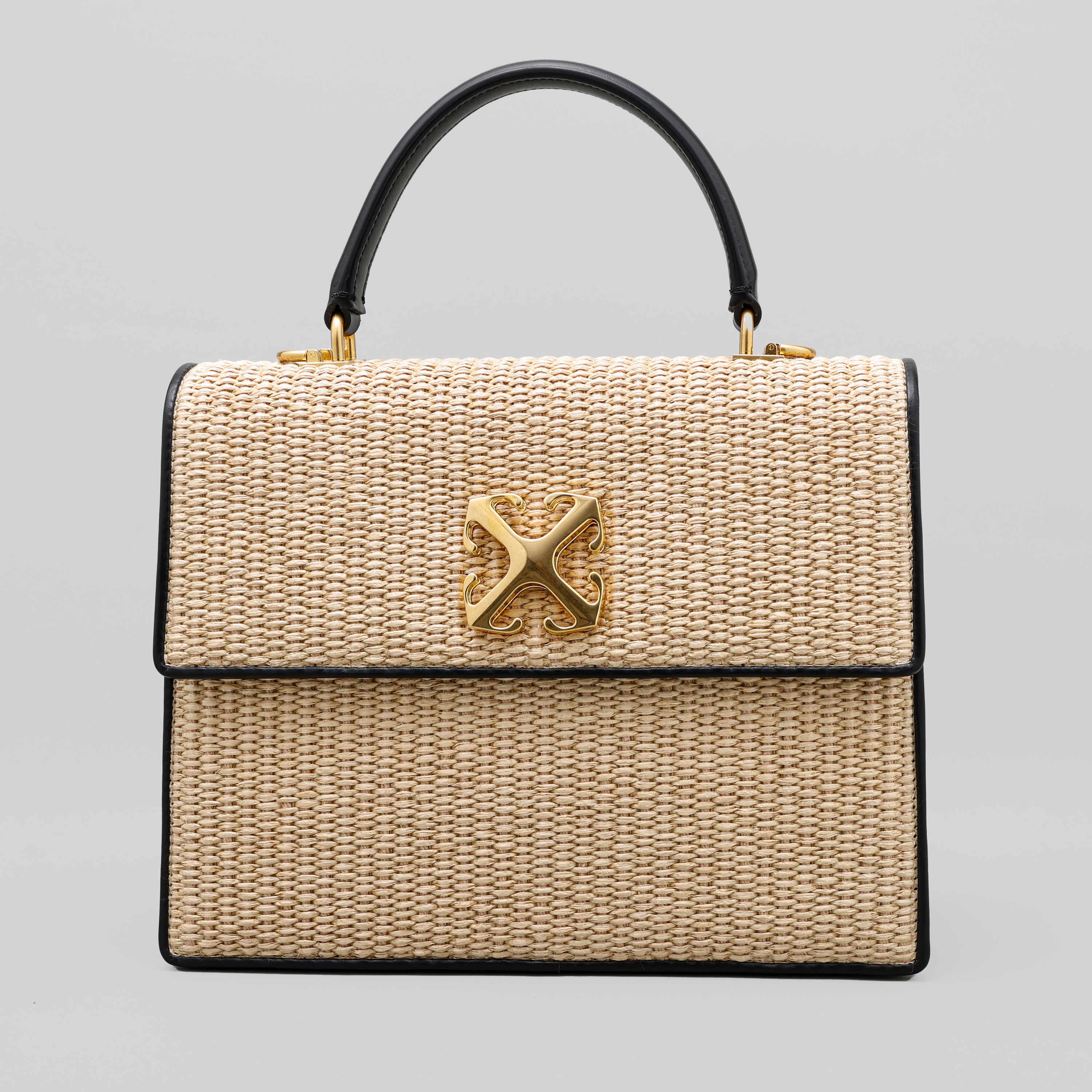 Cartera Beige Off-White 2.8 Top Handle Rafia