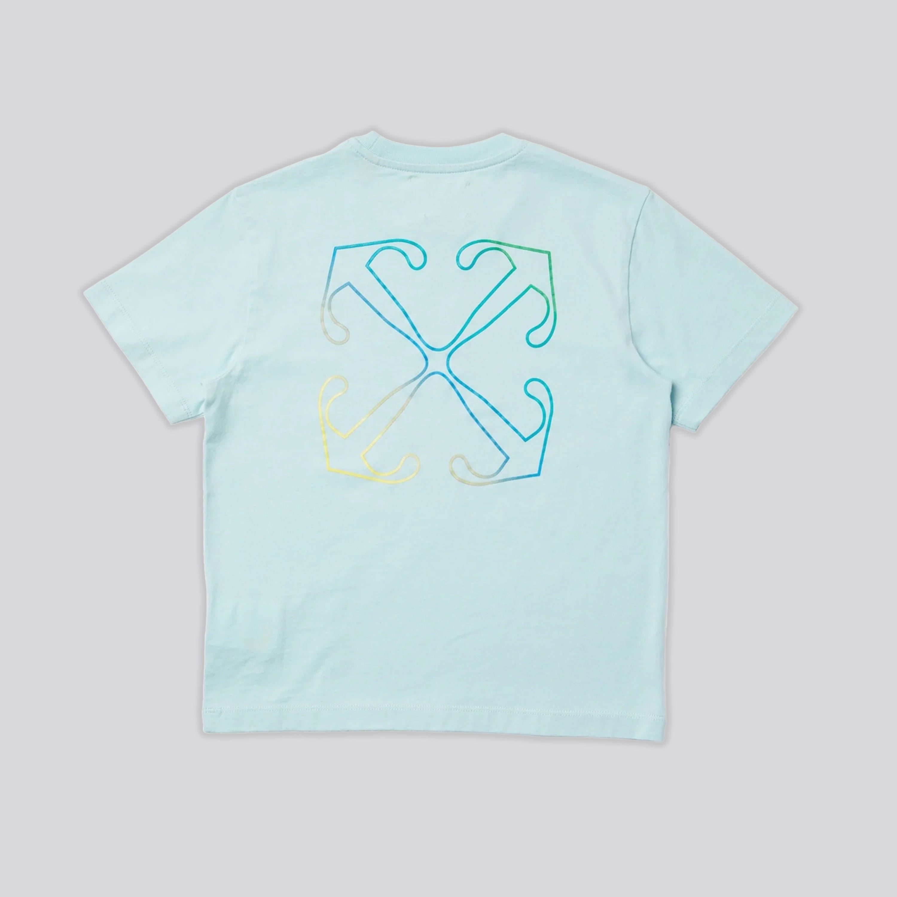 Camiseta Celeste Off-White Kids Arrow Rainbow