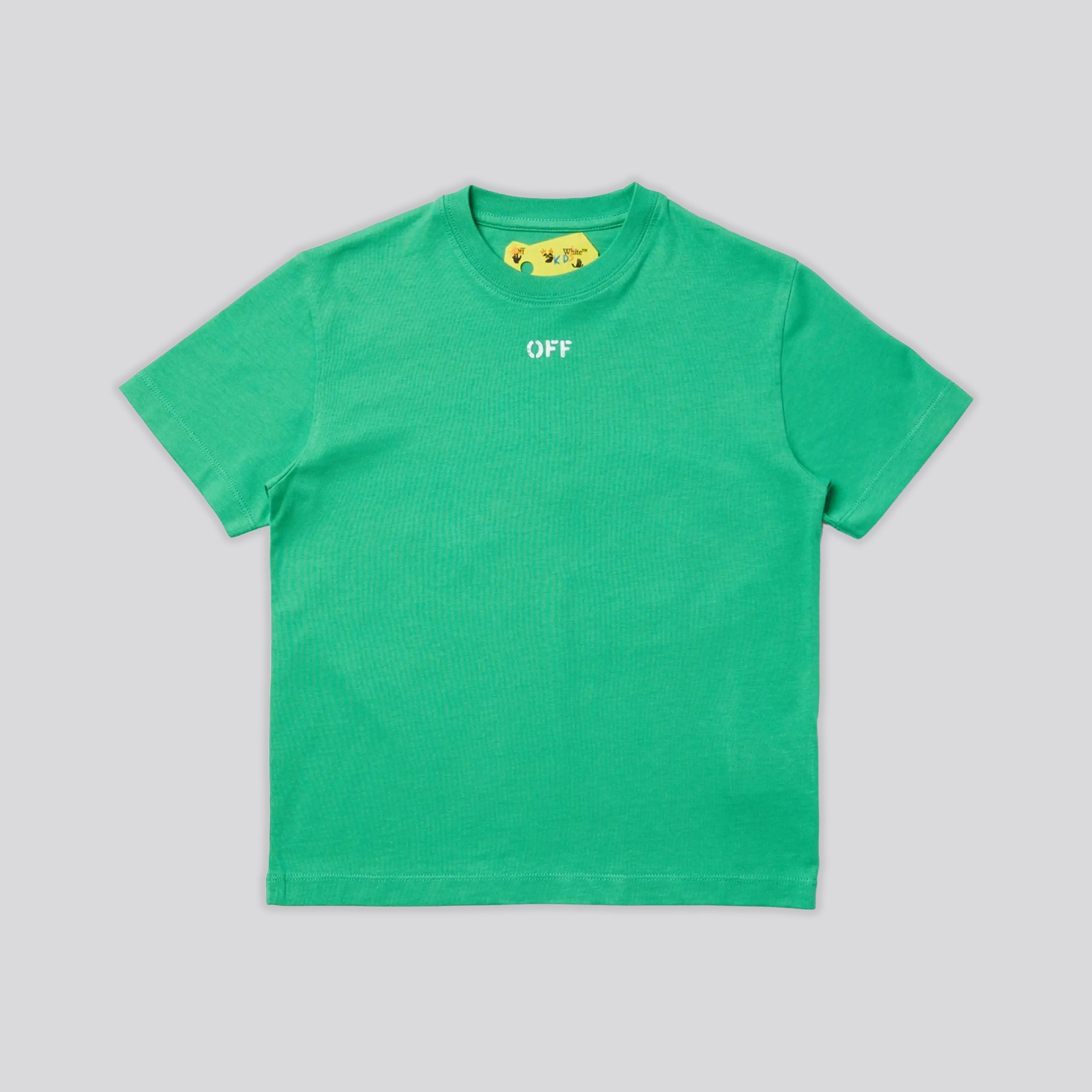 Camiseta Verde Off-White Kids Off Stamp Plain