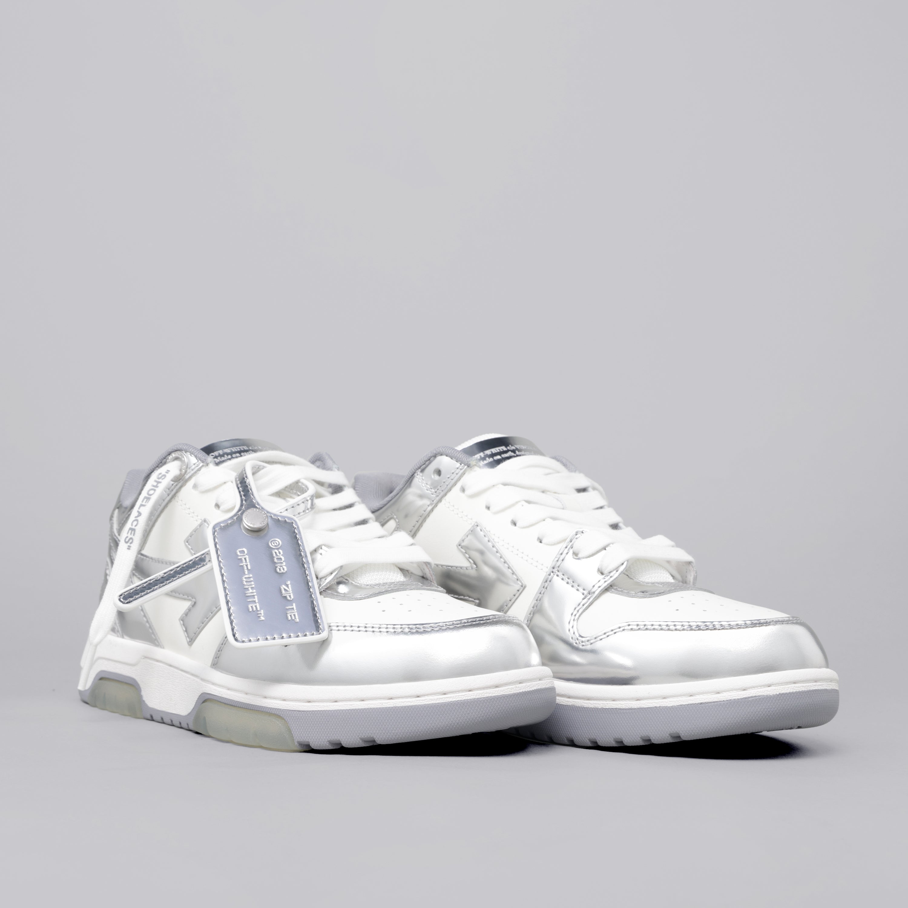 Sneakers Blanco Plateado Off-White "OOO" Mirror