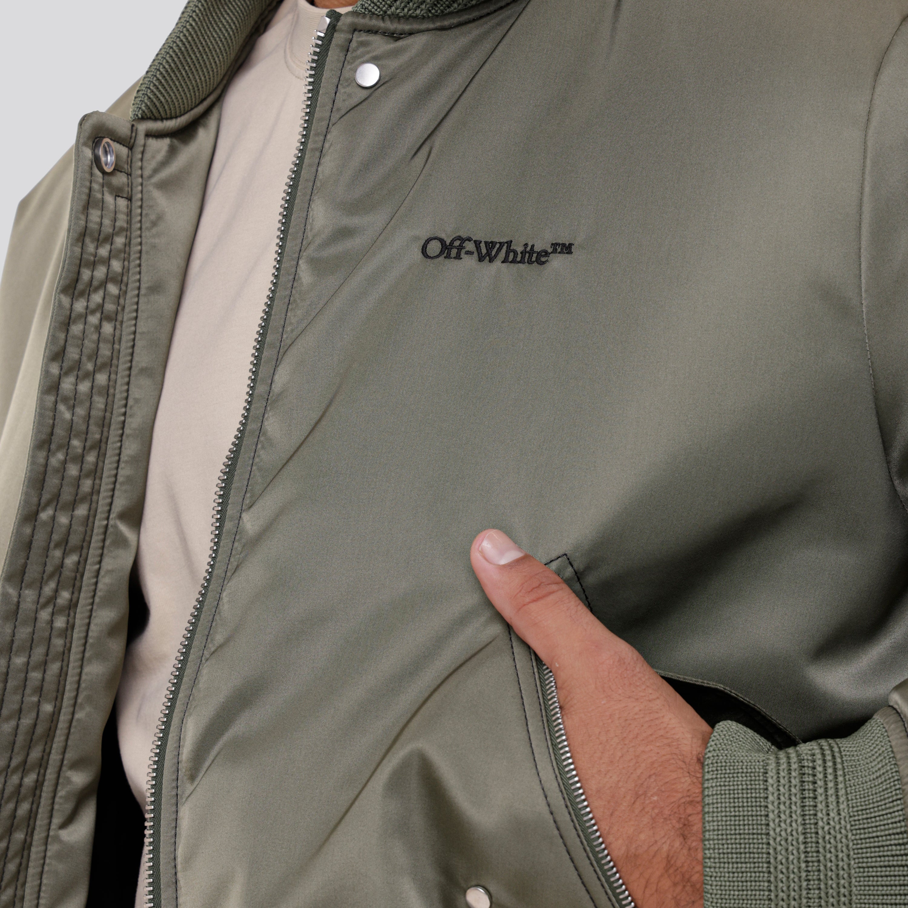 Chaqueta Verde Off-White Bomber Contrast Stitch Nylon