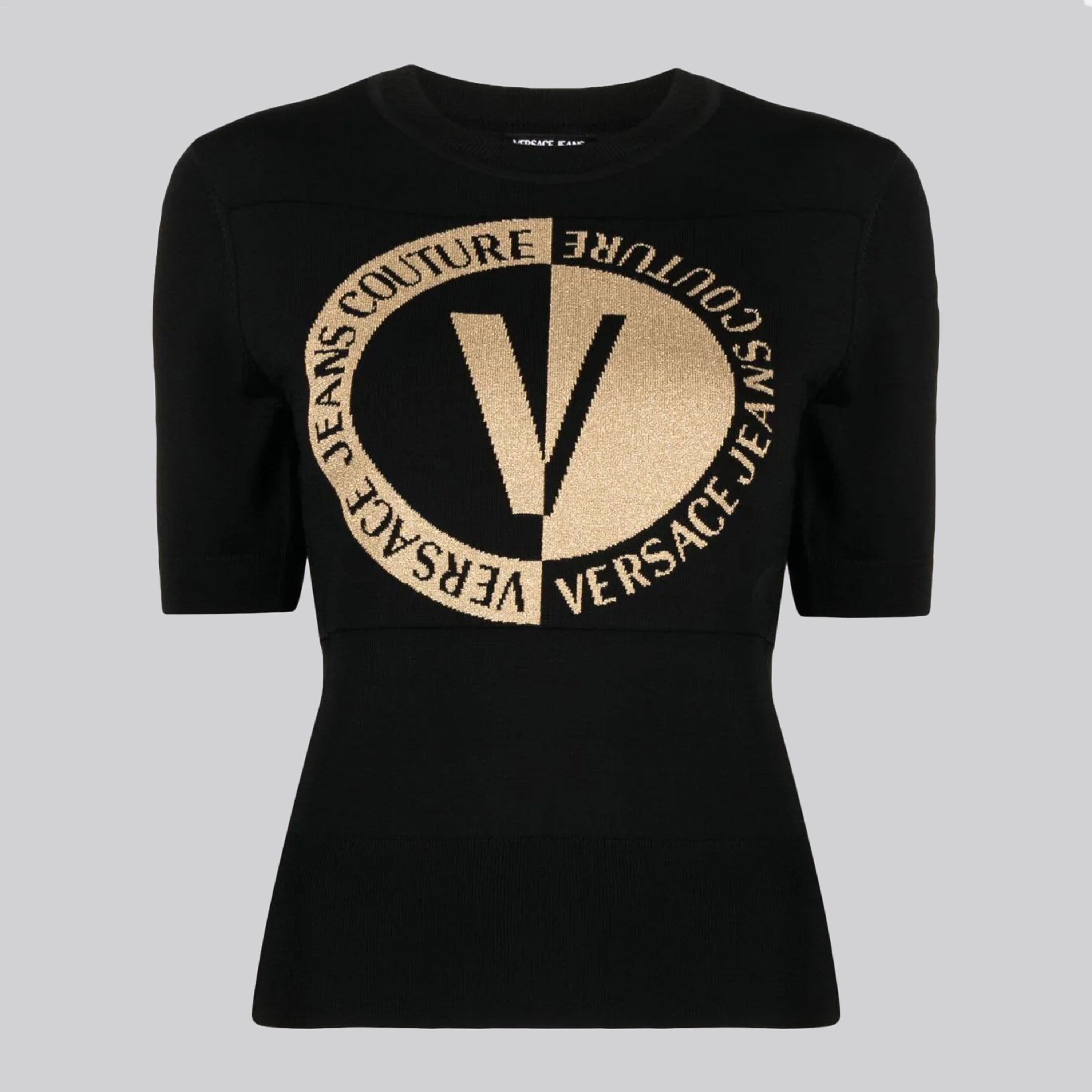 Camiseta Negra Versace Couture Fil. Vi Stretch Logo