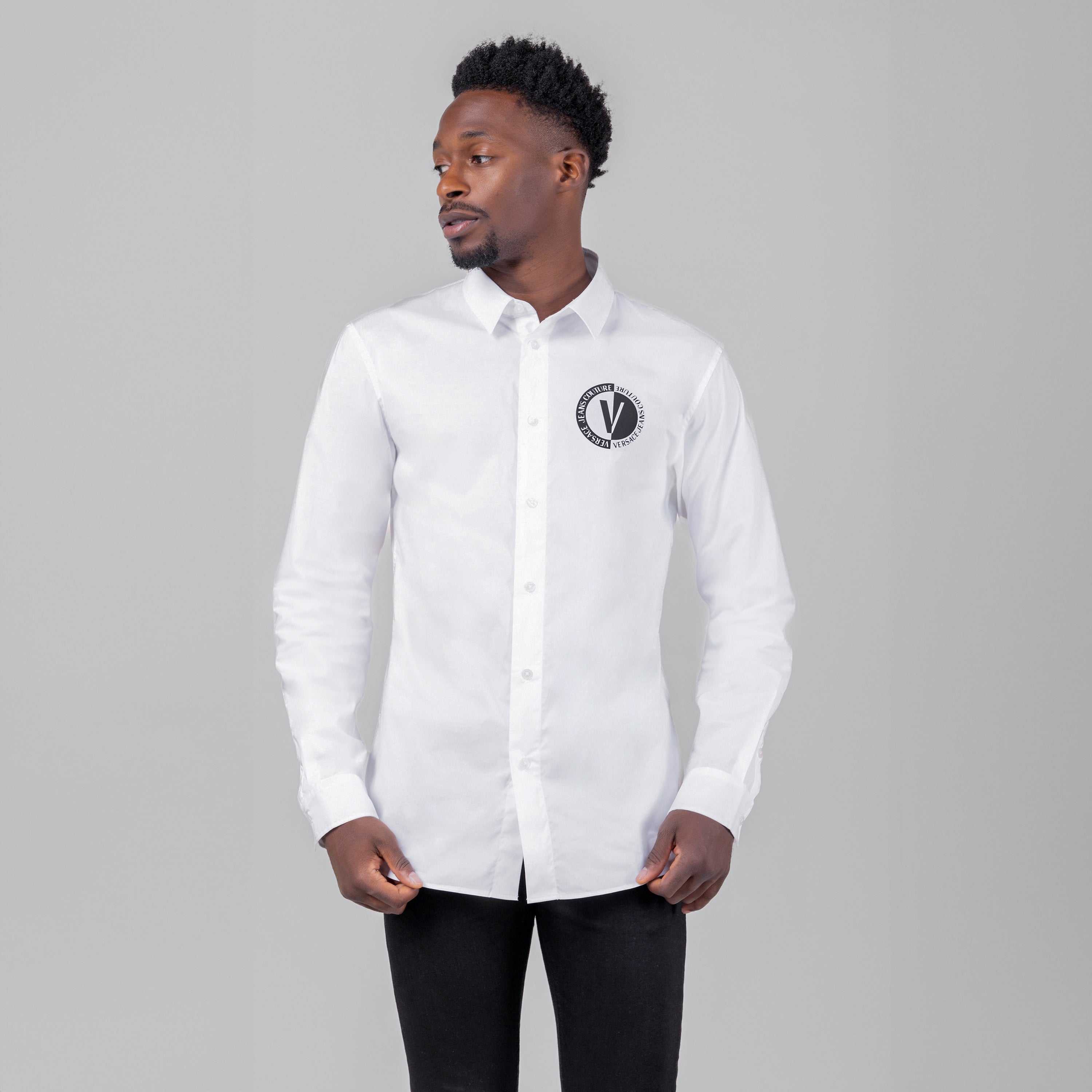 Camisa Blanca Versace Couture V Circle Logo