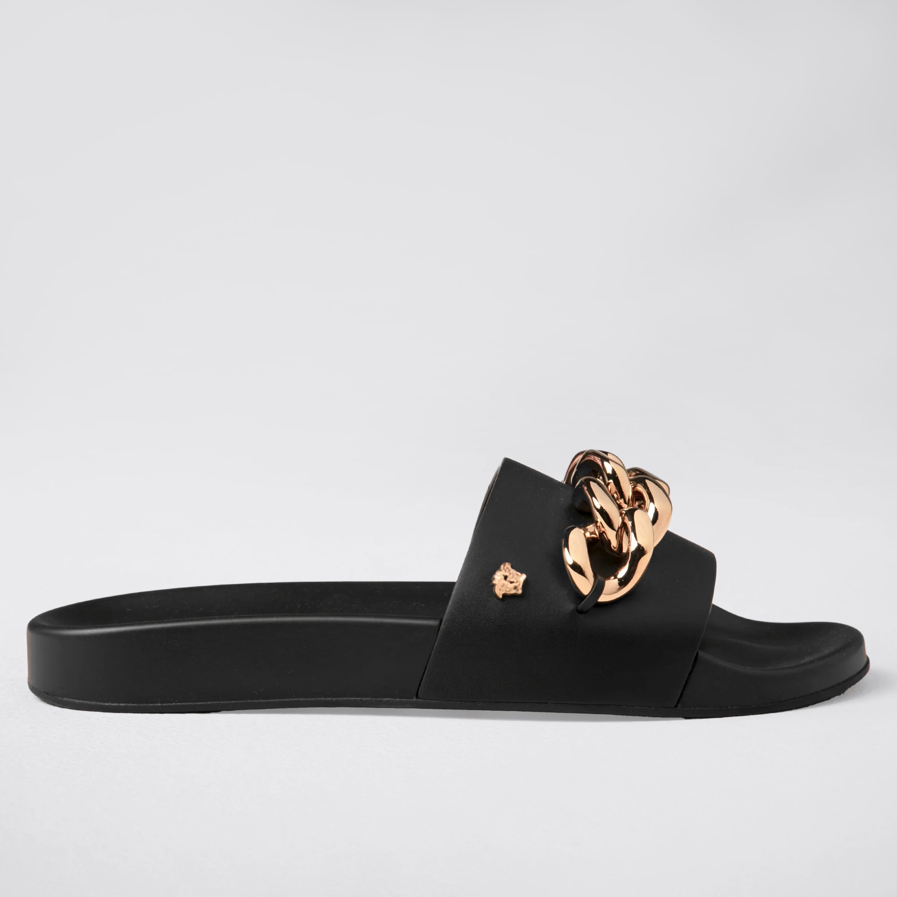 Sandalias Negras Versace Medusa Chain
