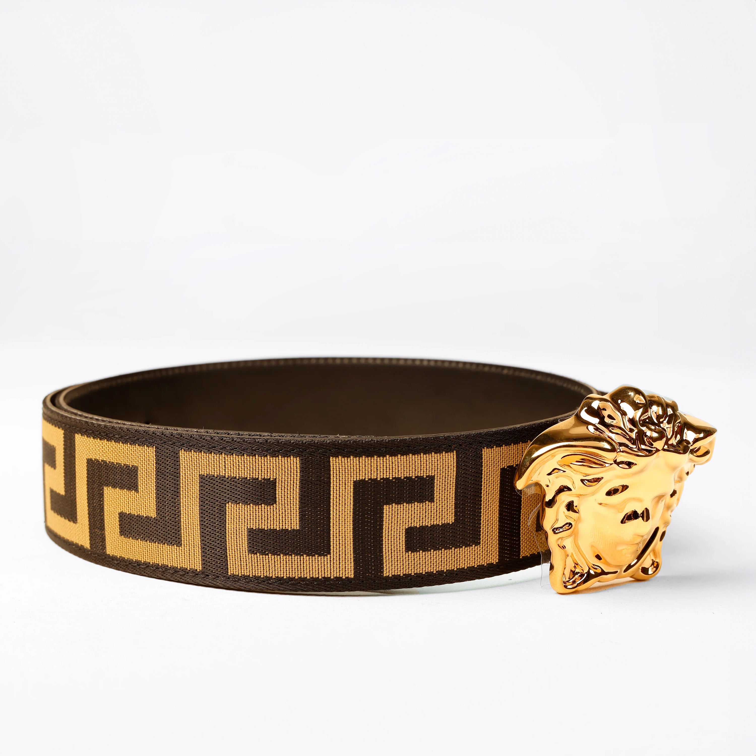 Cinturón Negro Dorado Versace Medusa Greca