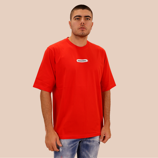 Camiseta Roja Dsquared2 Logo Brush