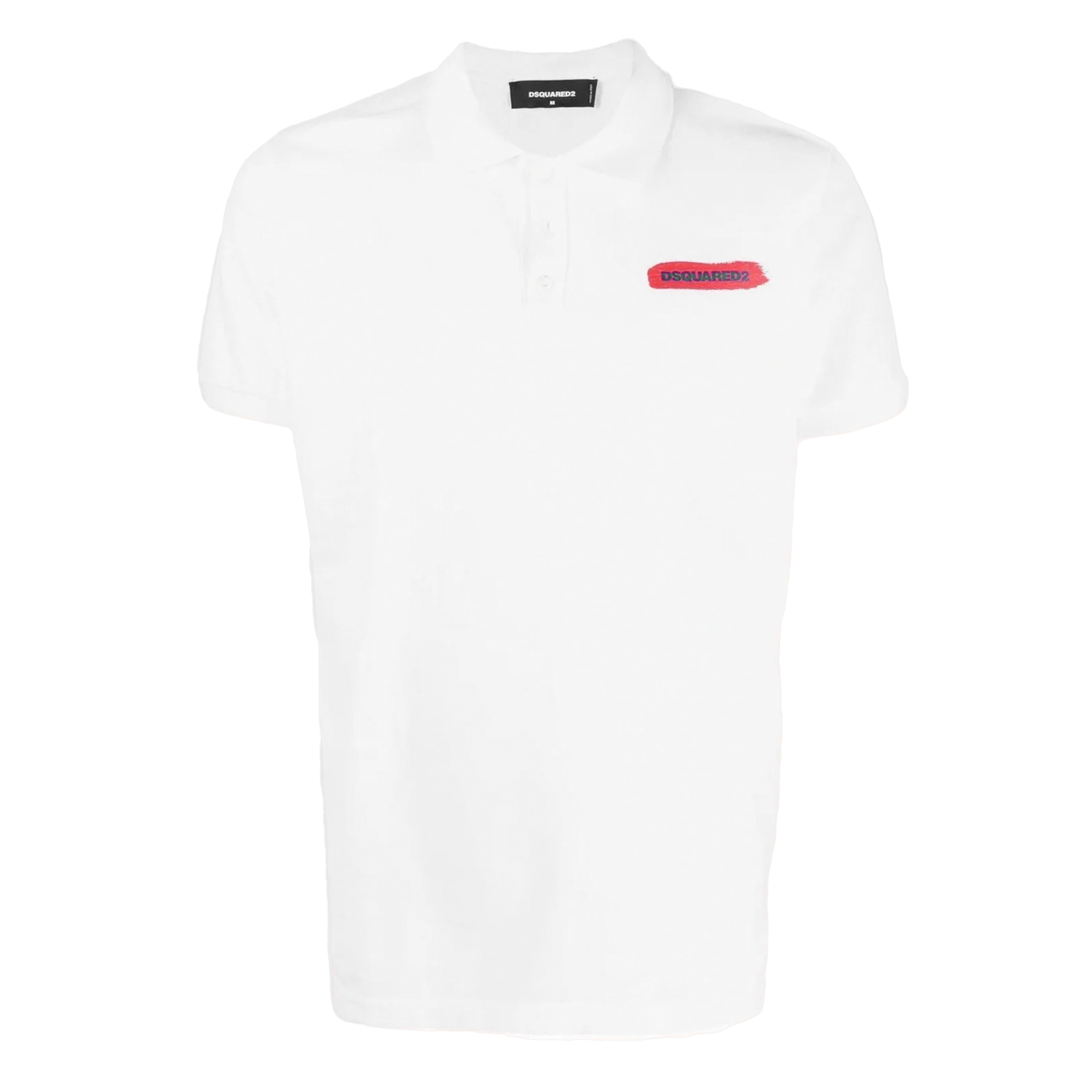Camiseta Tipo Polo Blanca Dsquared2 Logo Brush