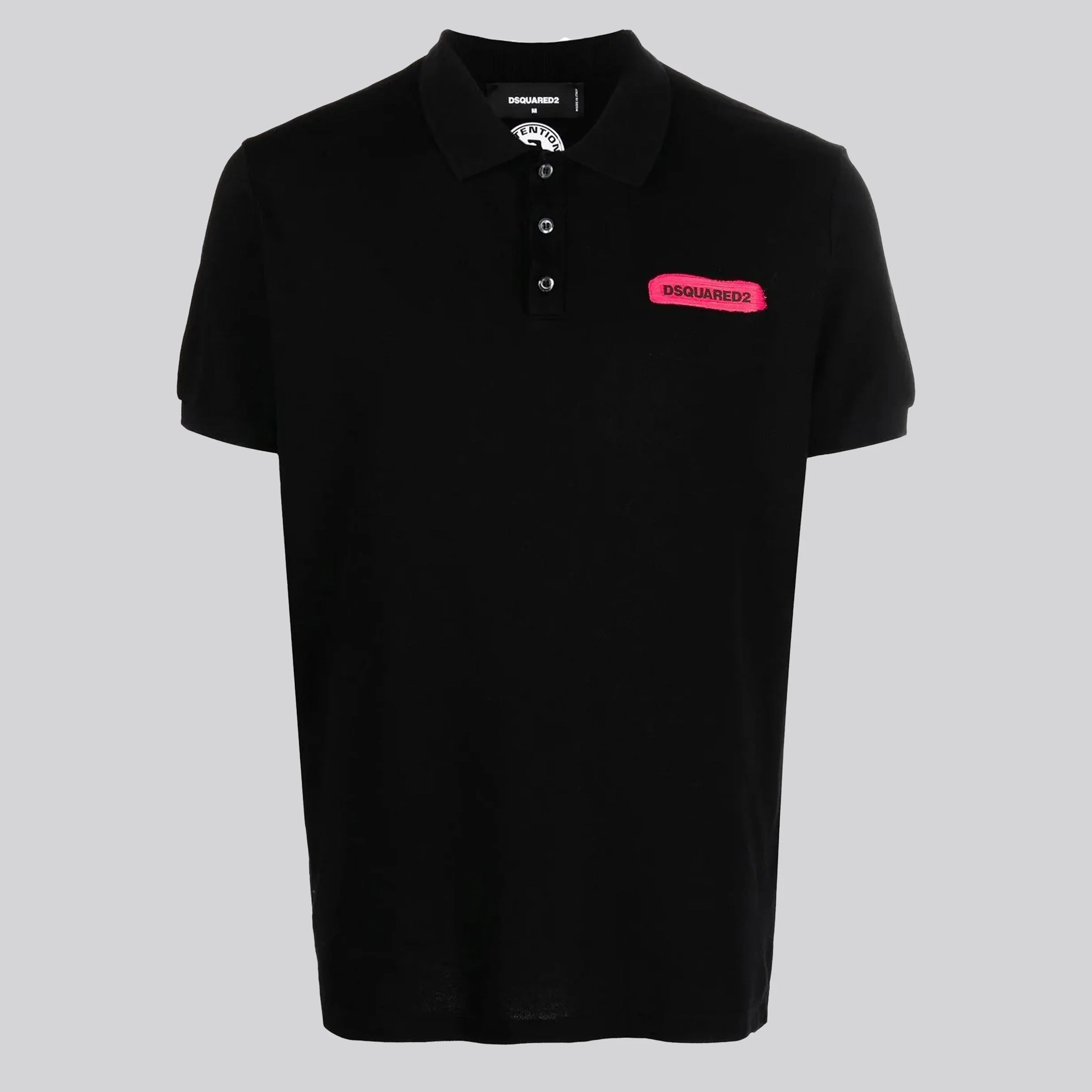 Camiseta Tipo Polo Negra Dsquared2 Logo Brush