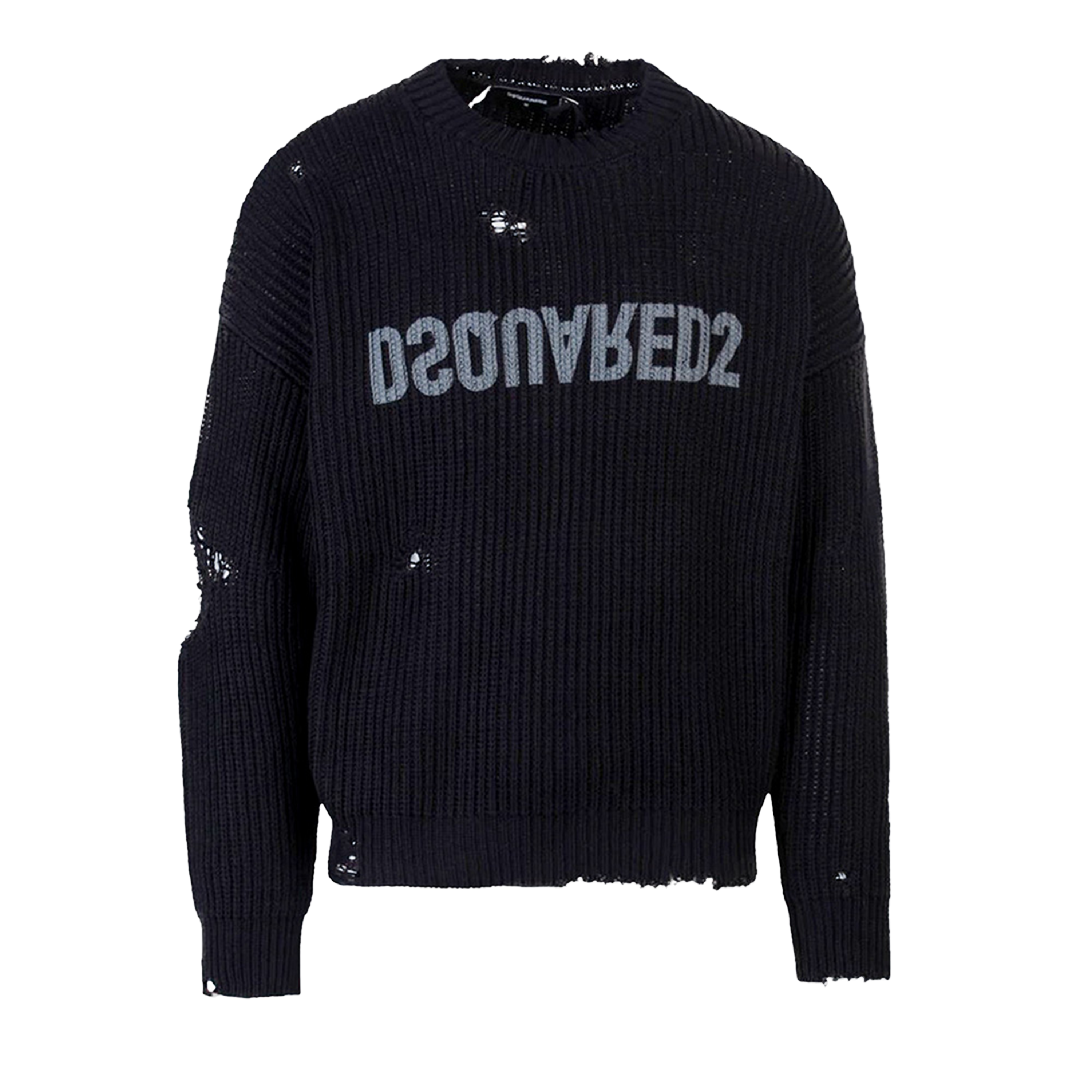 Suéter Negro Dsquared2 Logo Ripped