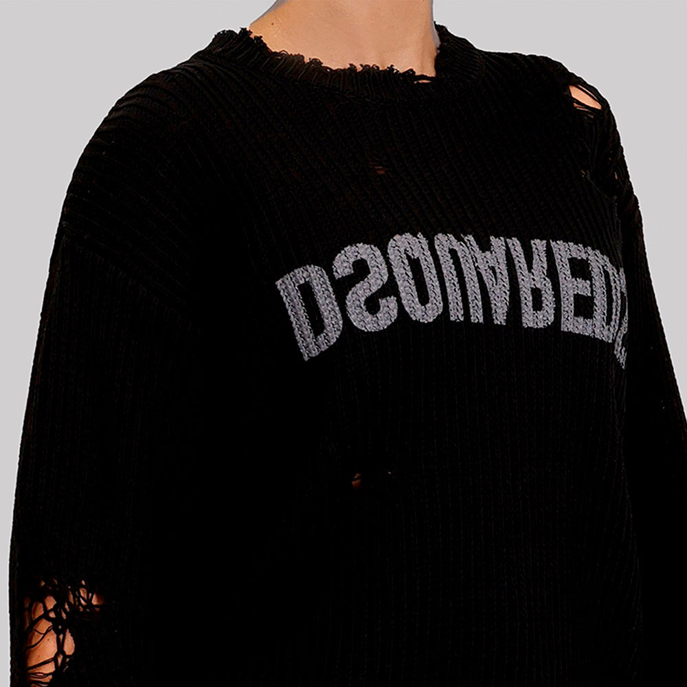 Suéter Negro Dsquared2 Logo Ripped
