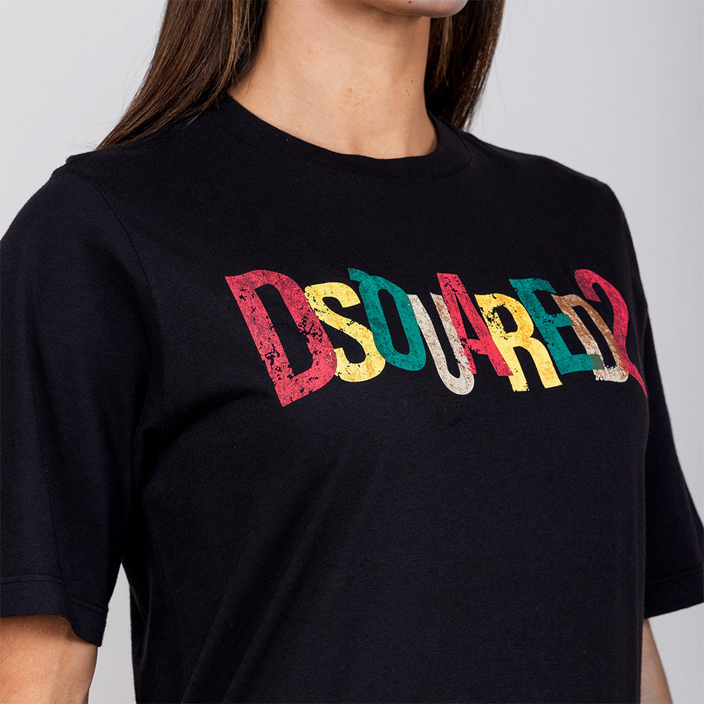 Camiseta Negra Dsquared2 Muticolor Logo W