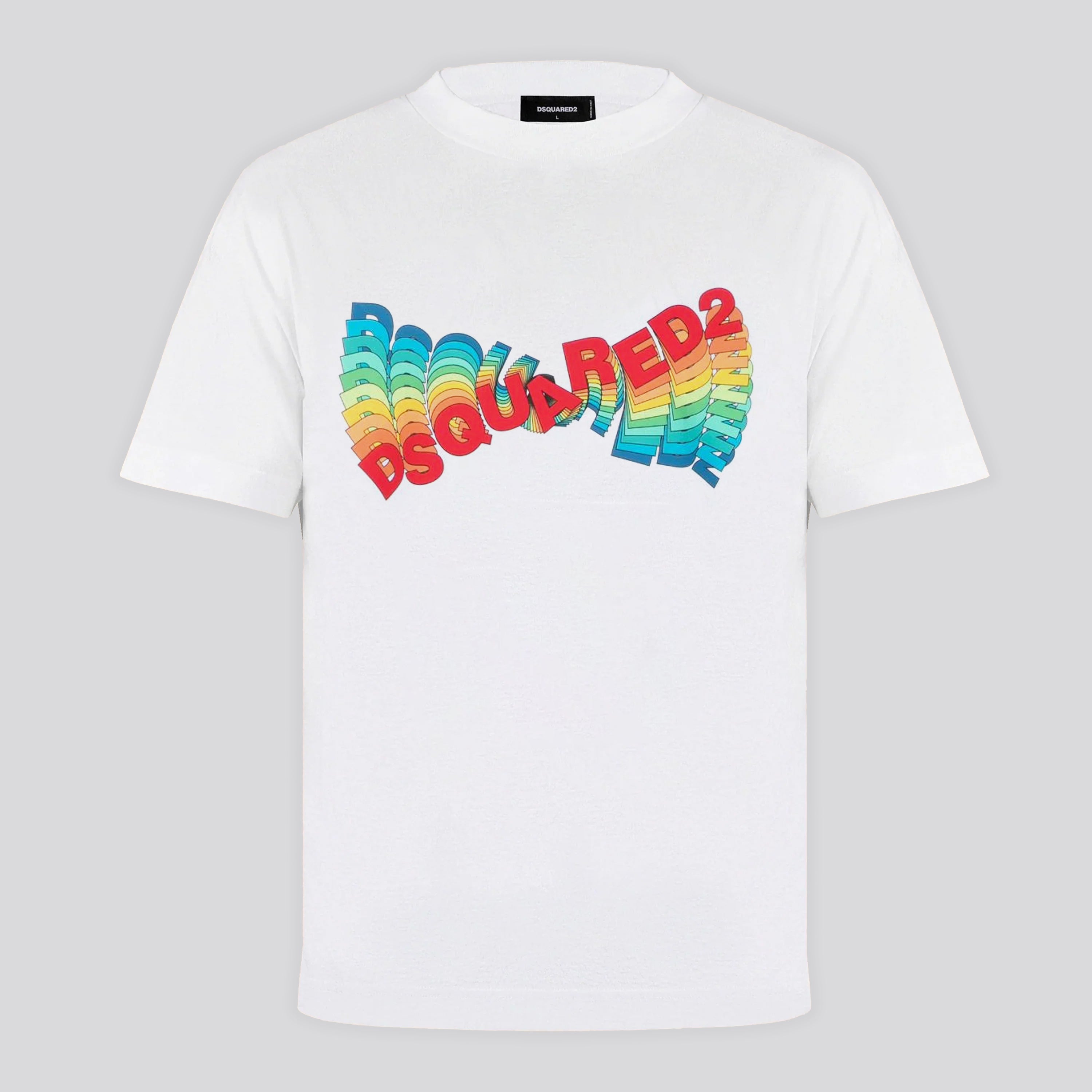 Camiseta Blanca Dsquared2 Logo Multicolor