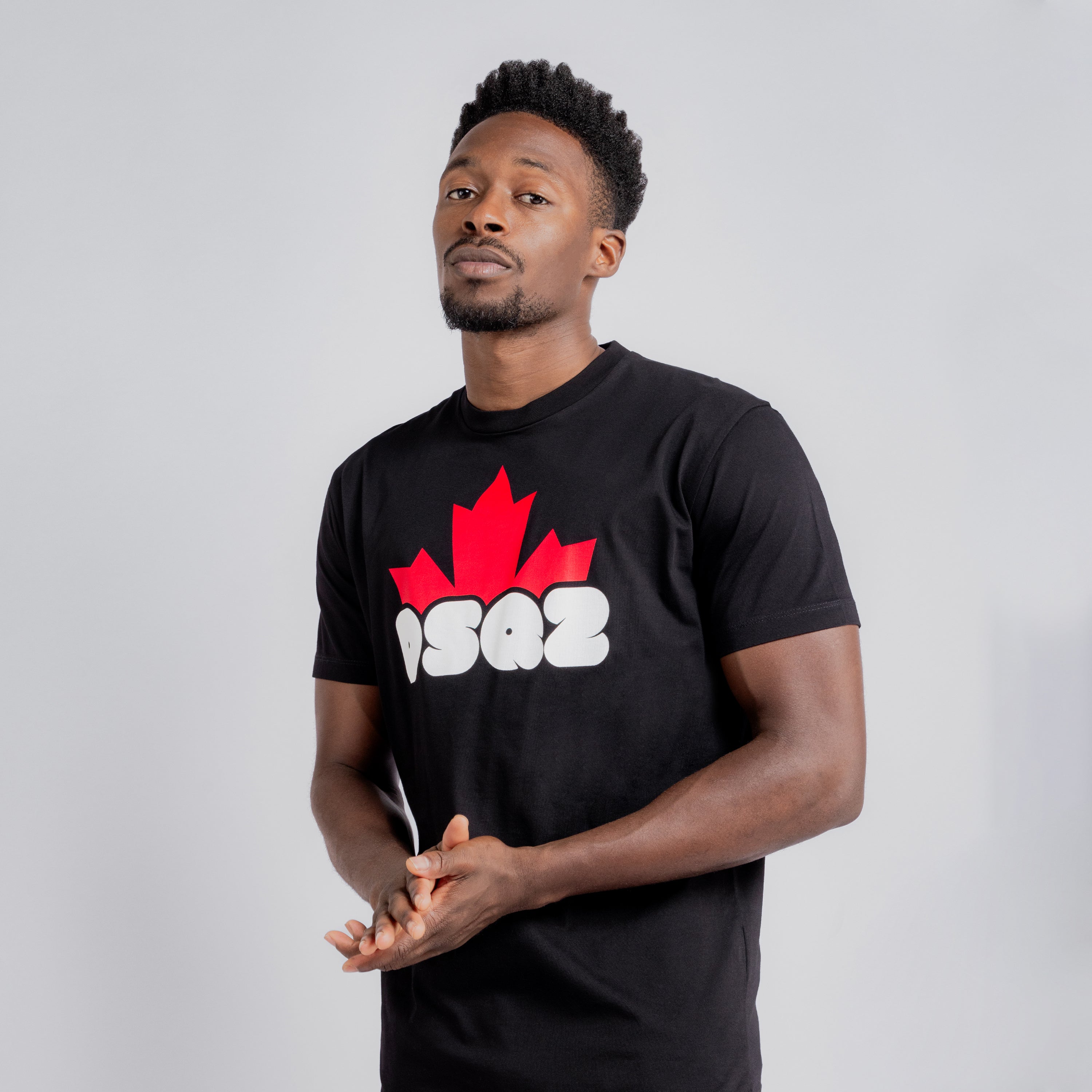 Camiseta Negra Dsquared2 Dsq2 Leaf