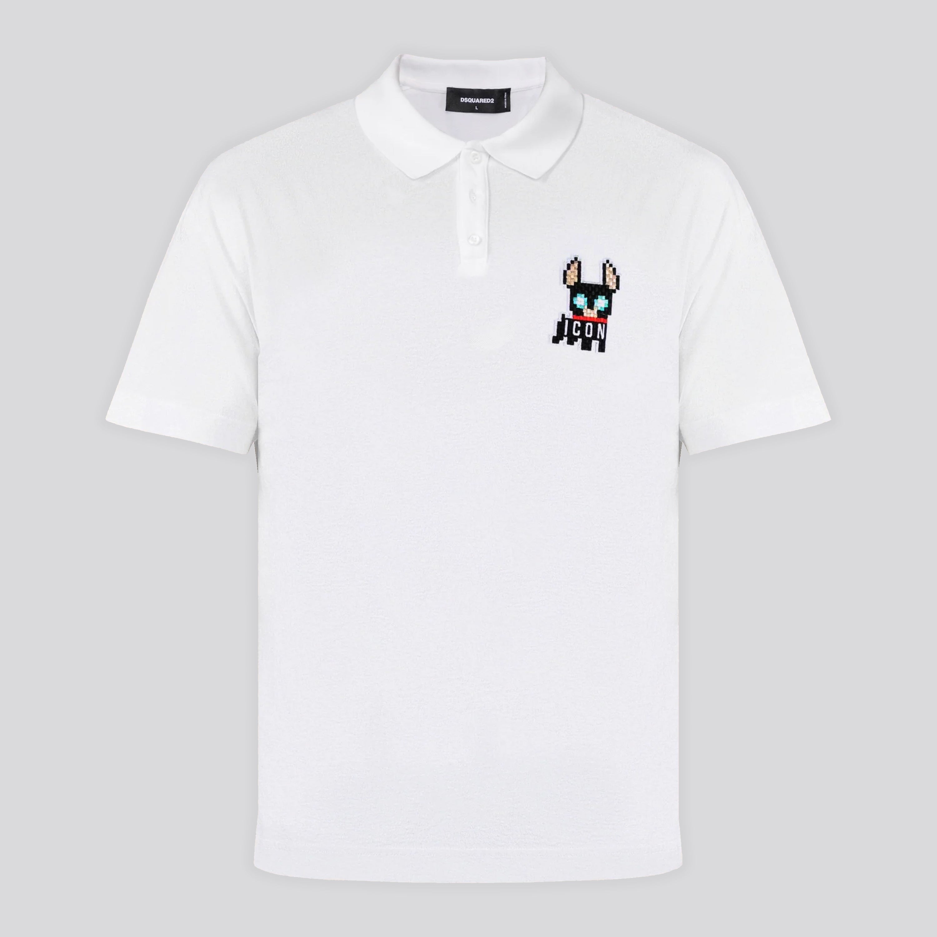 Camiseta Tipo Polo Blanca Dsquared2 Dog Icon