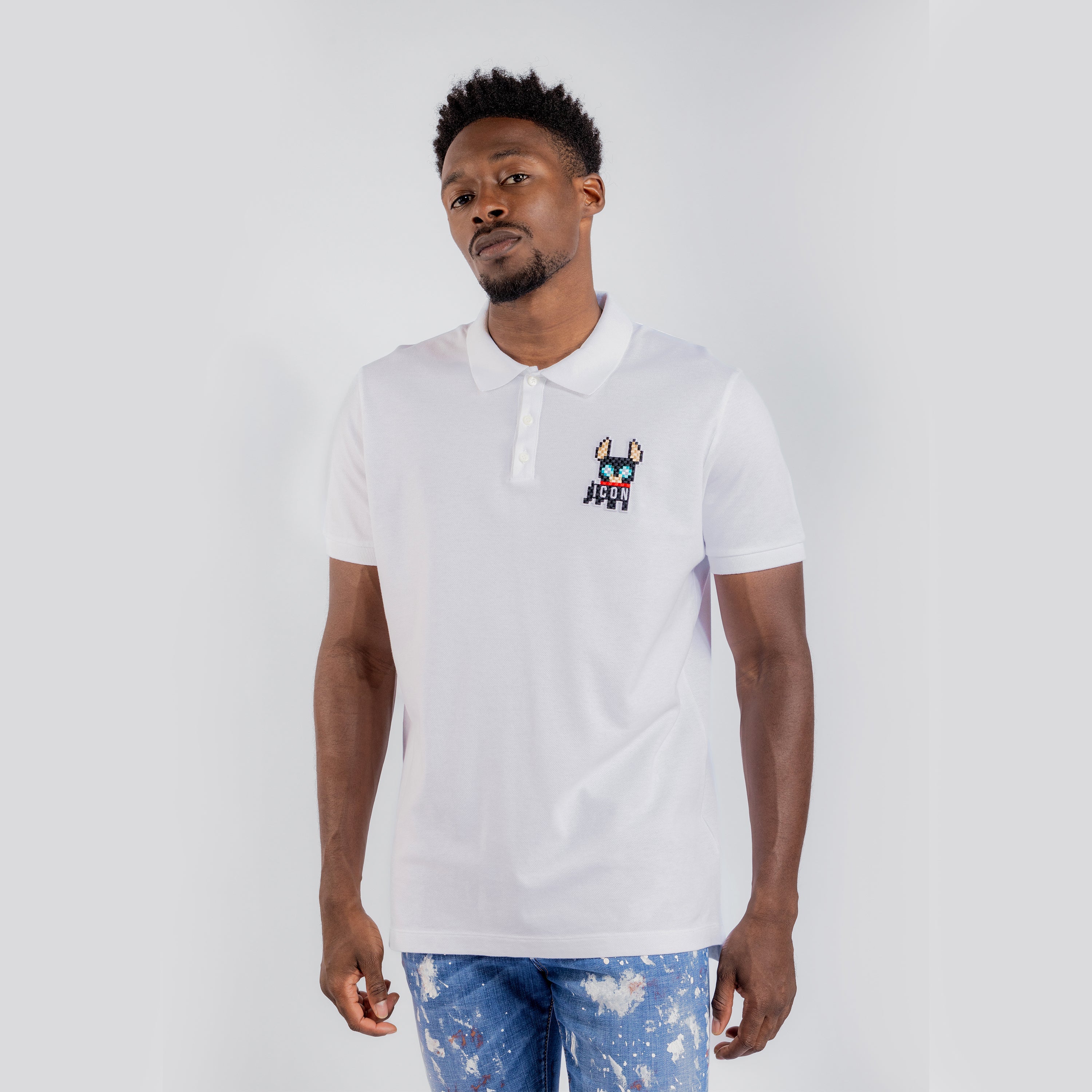 Camiseta Tipo Polo Blanca Dsquared2 Dog Icon