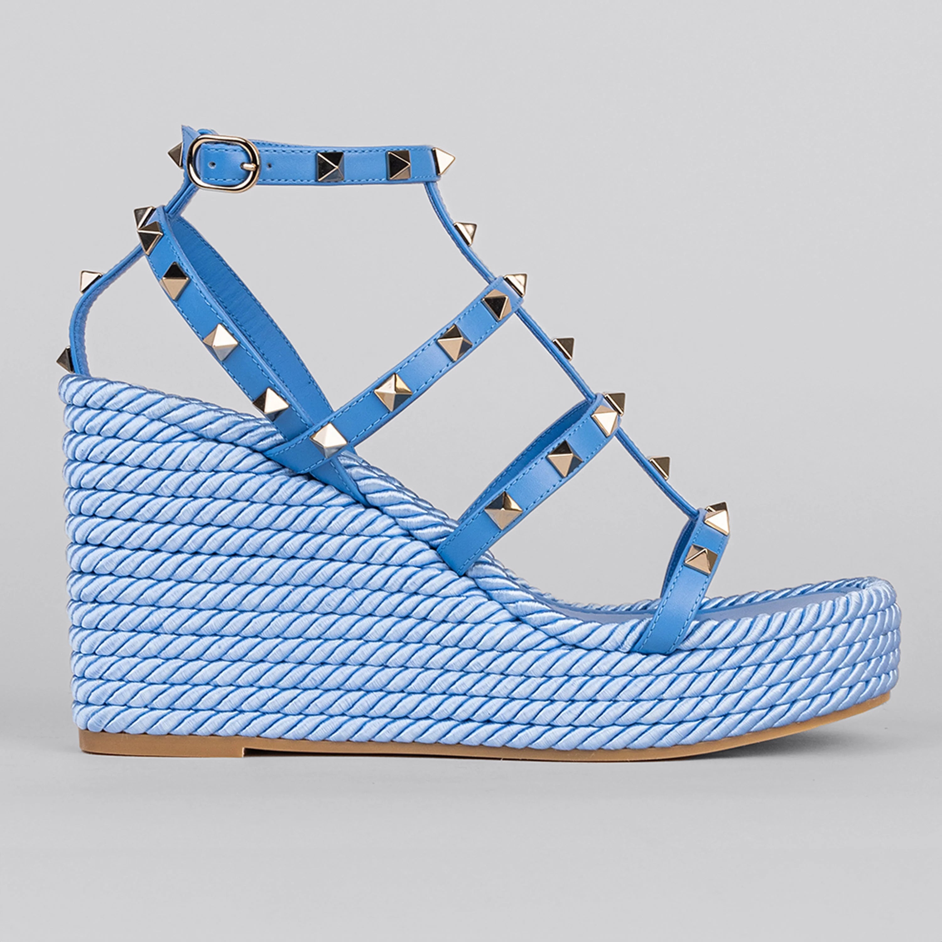 Sandalias de Plataforma Azules Valentino Rockstud Torchon 95 mm