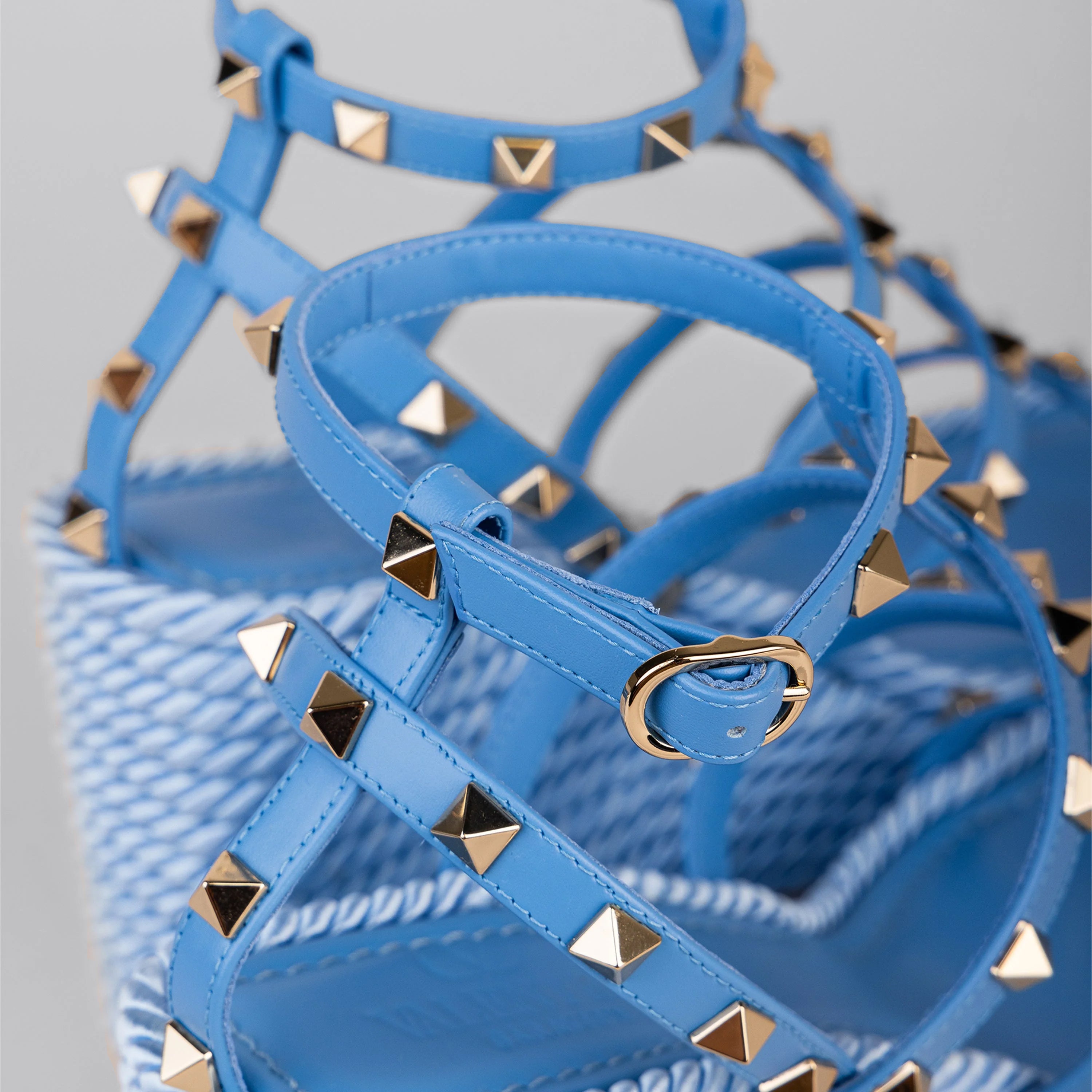Sandalias de Plataforma Azules Valentino Rockstud Torchon 95 mm