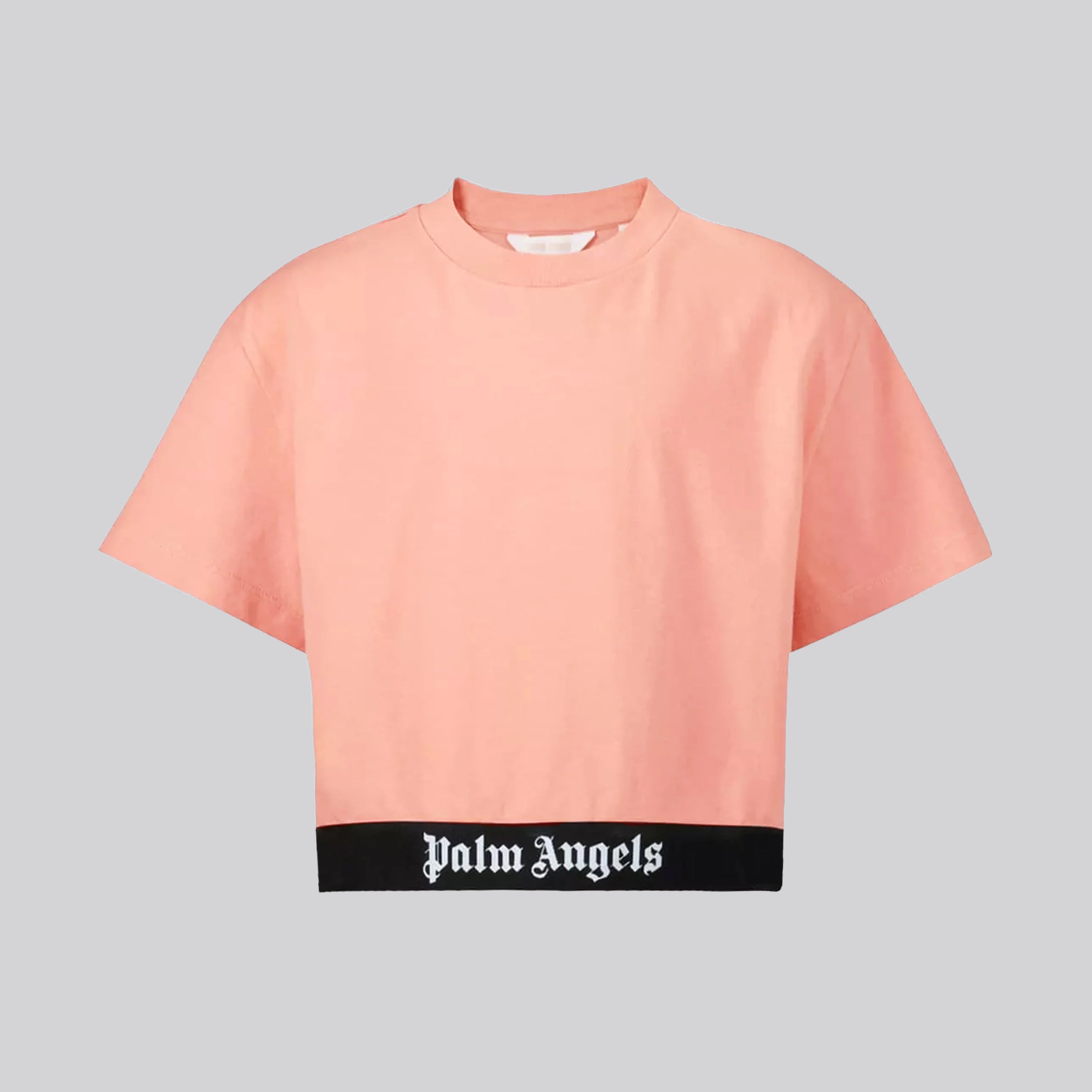 Camiseta Rosa Palm Angels Logo Banda