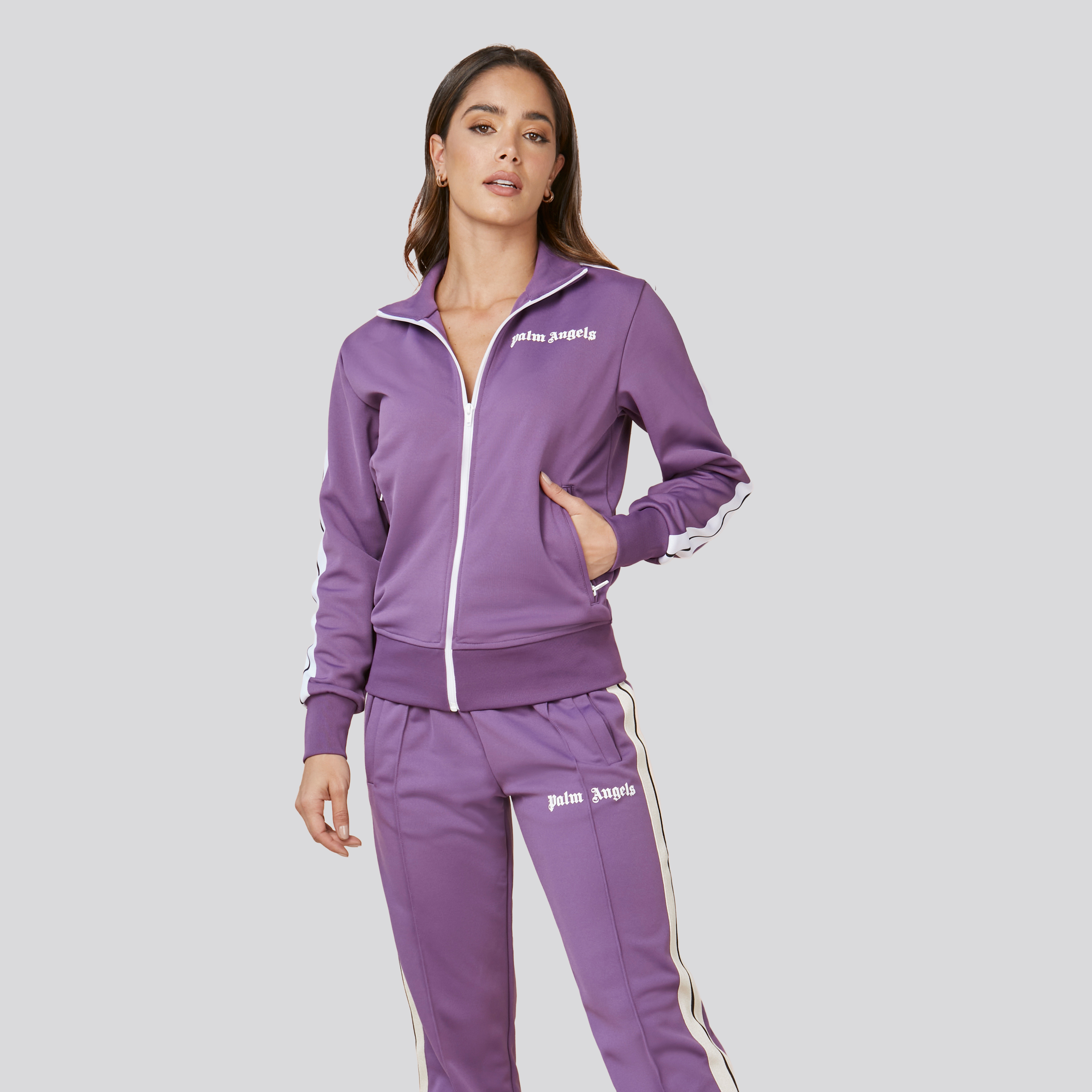 Chaqueta Morada Palm Angels Print Logo W