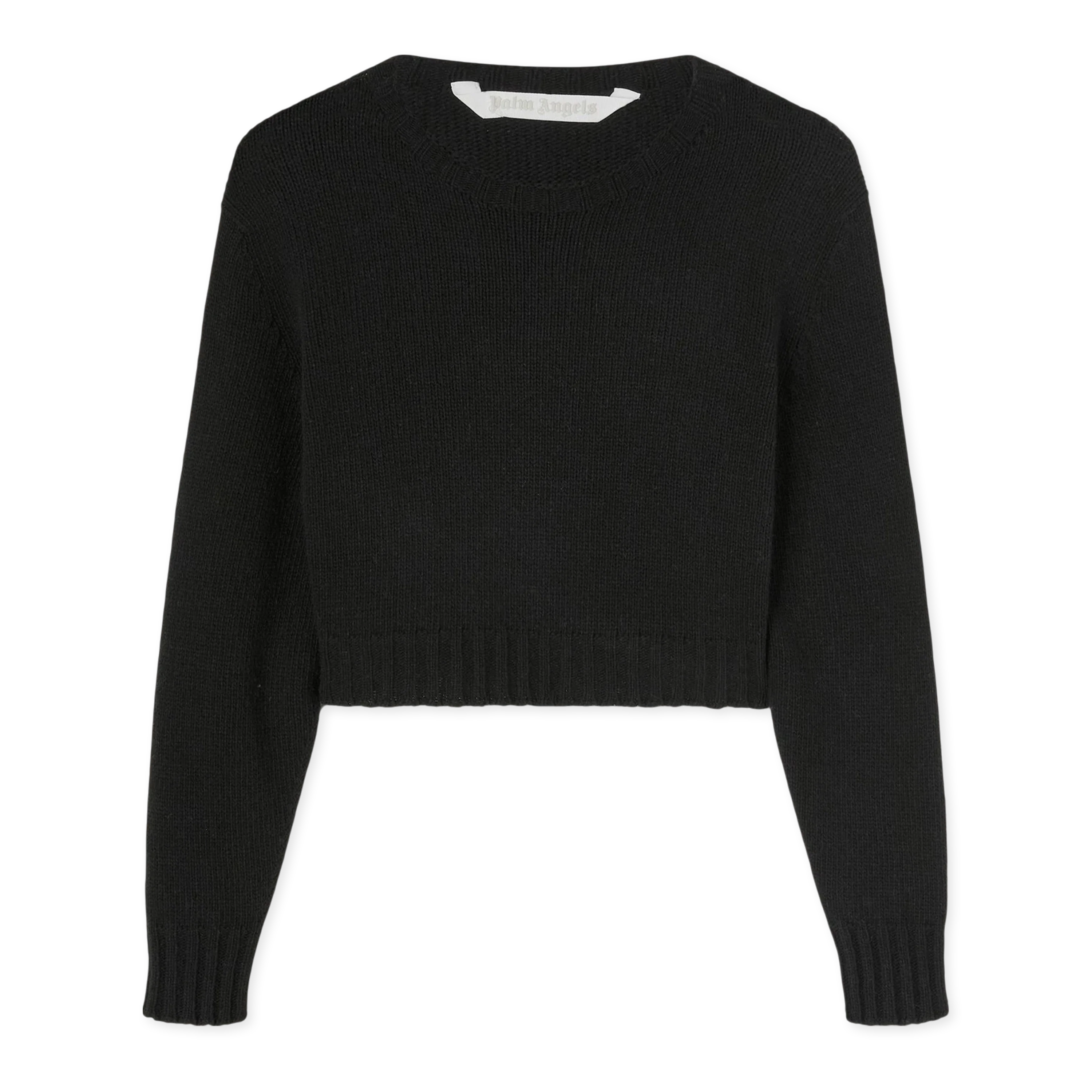 Suéter Negro Blanco Palm Angels Curved Logo Cropped