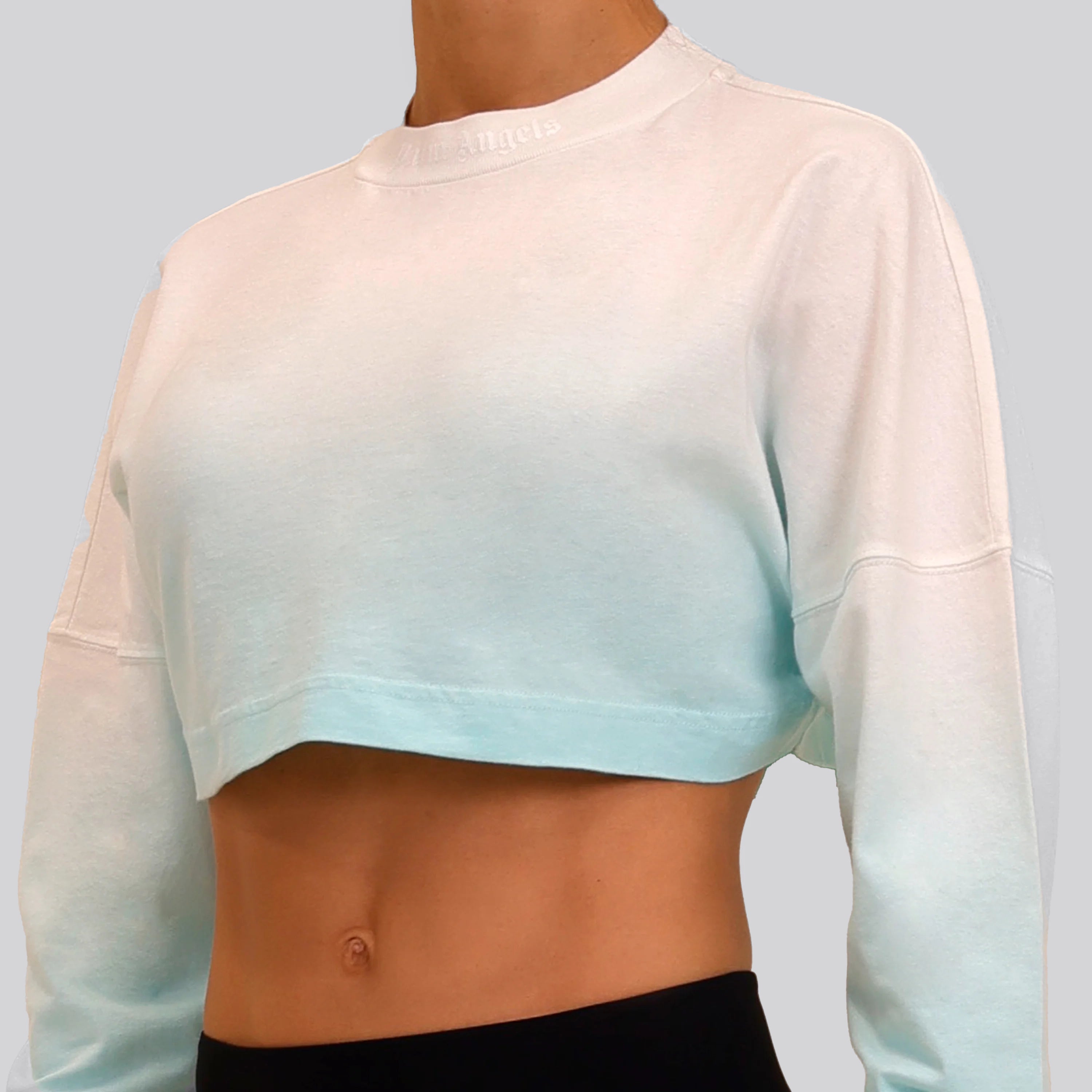 Suéter Light Blue Palm Angels Gradient Cropped Overlogo