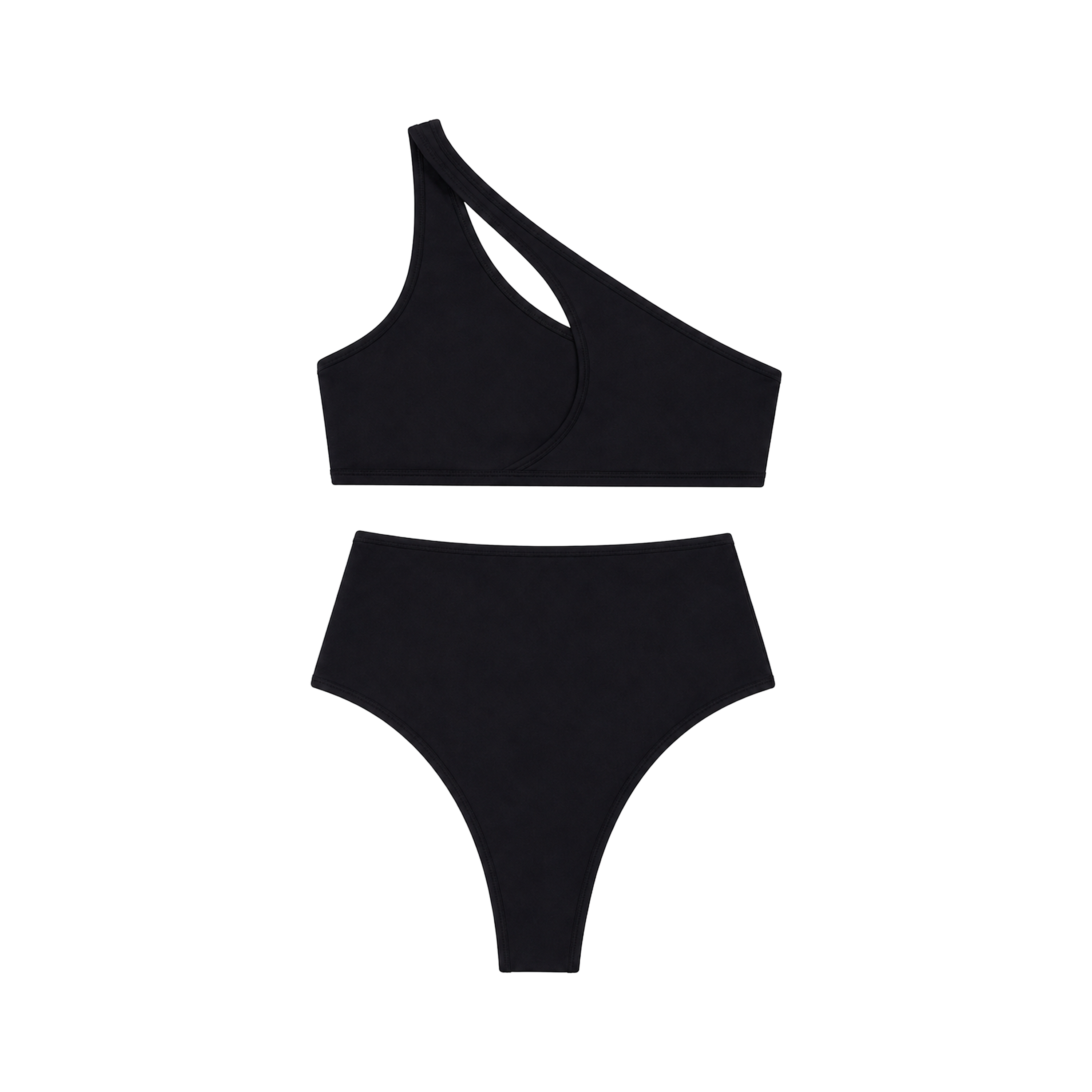 Bikini Negro Off-White Basic Ribbed