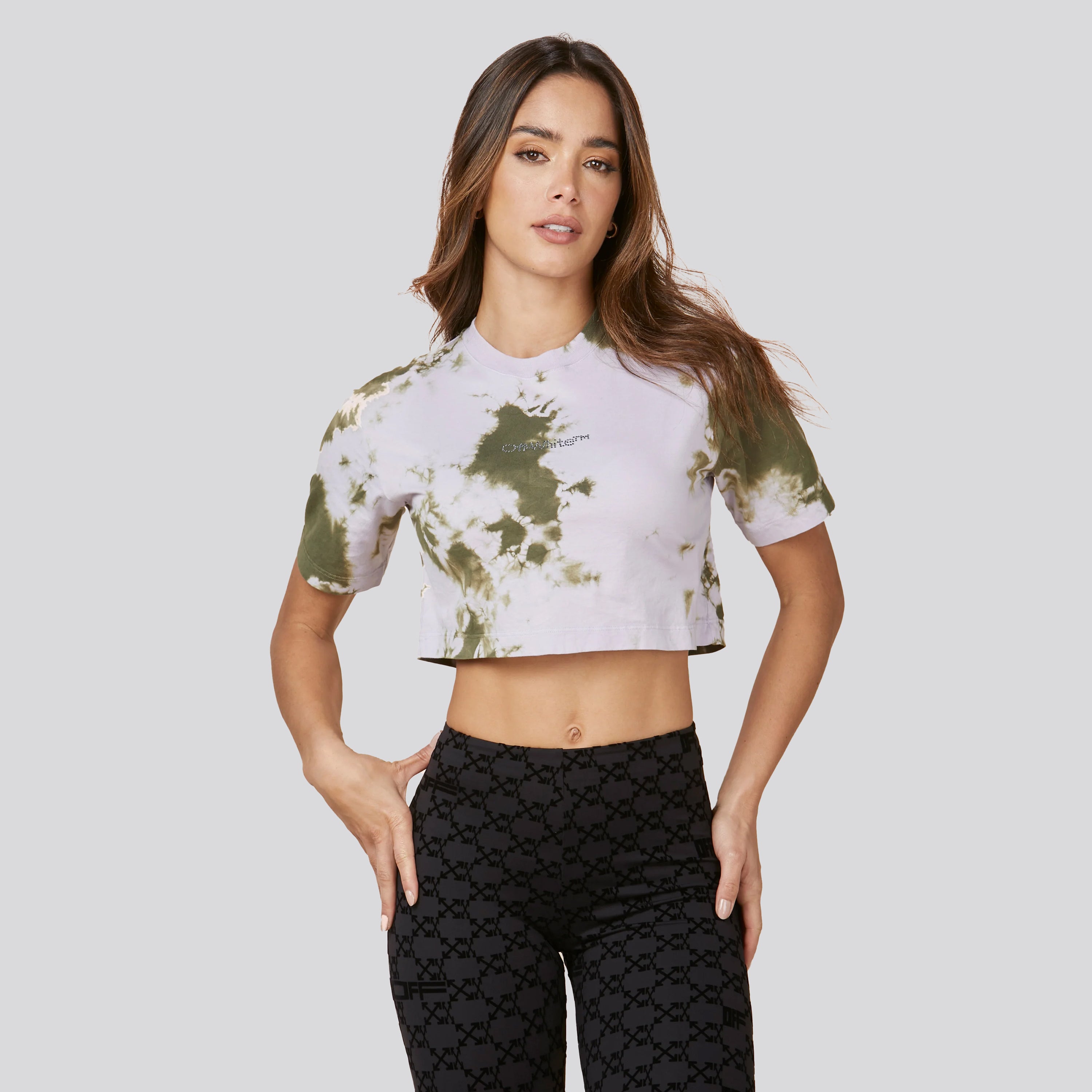 Camiseta Rosa Off-White Tie Dye Cropped