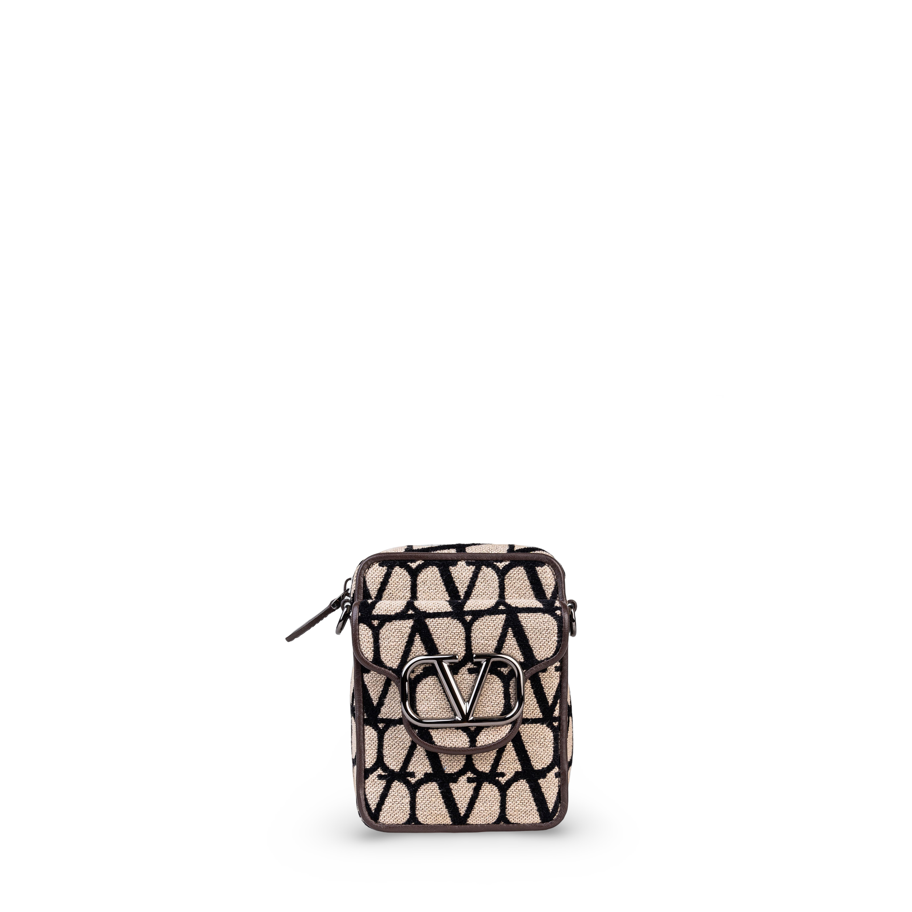 Bolso Beige Valentino Negro Vlogo Loco Toile