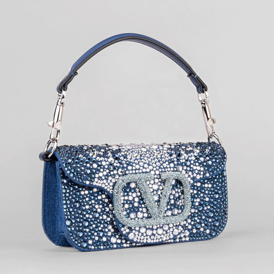 Cartera Azul Valentino Vlogo Crystals