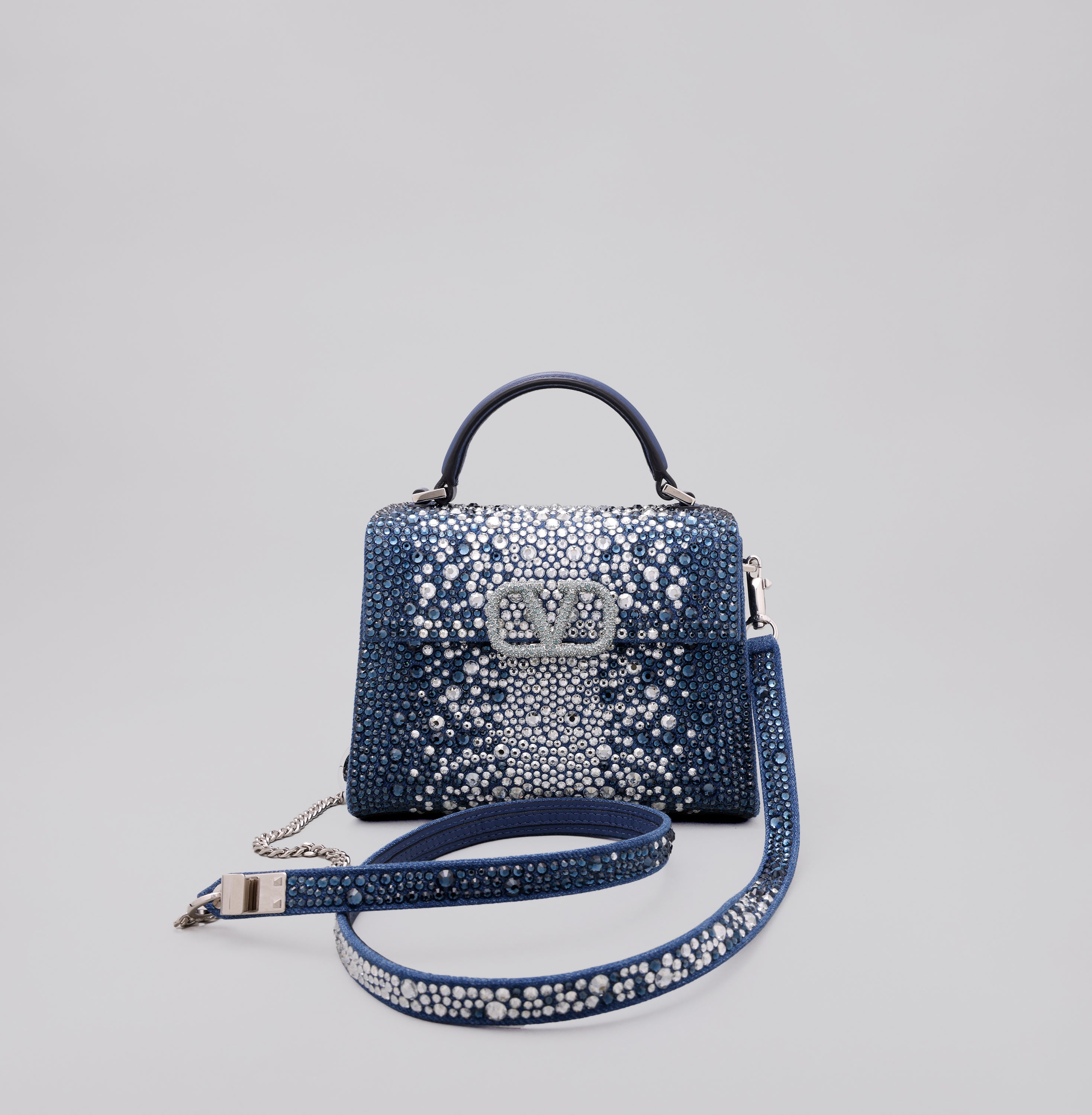 Cartera Azul Valentino Vsling Rhinestone