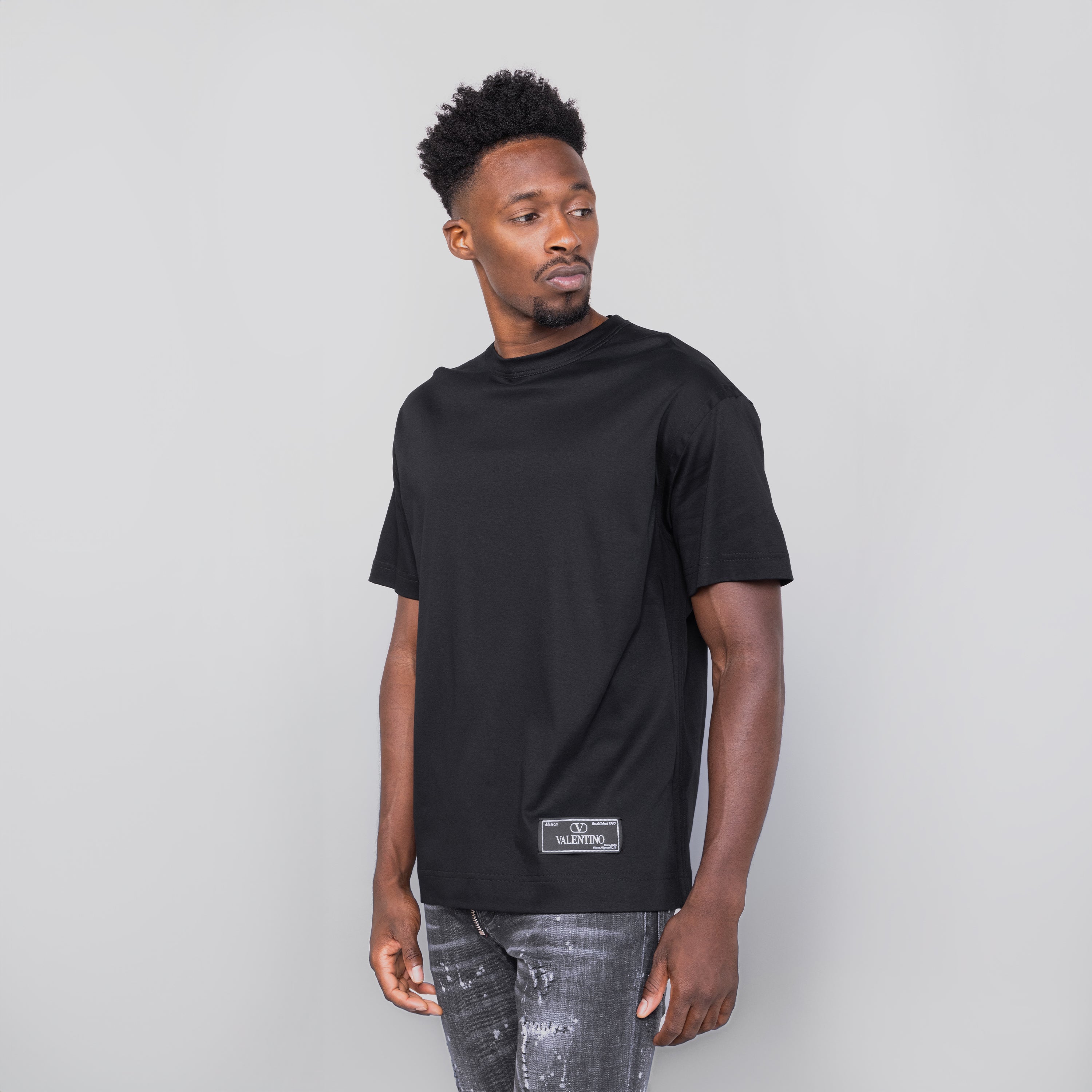 Camiseta Negra Valentino Tag Logo