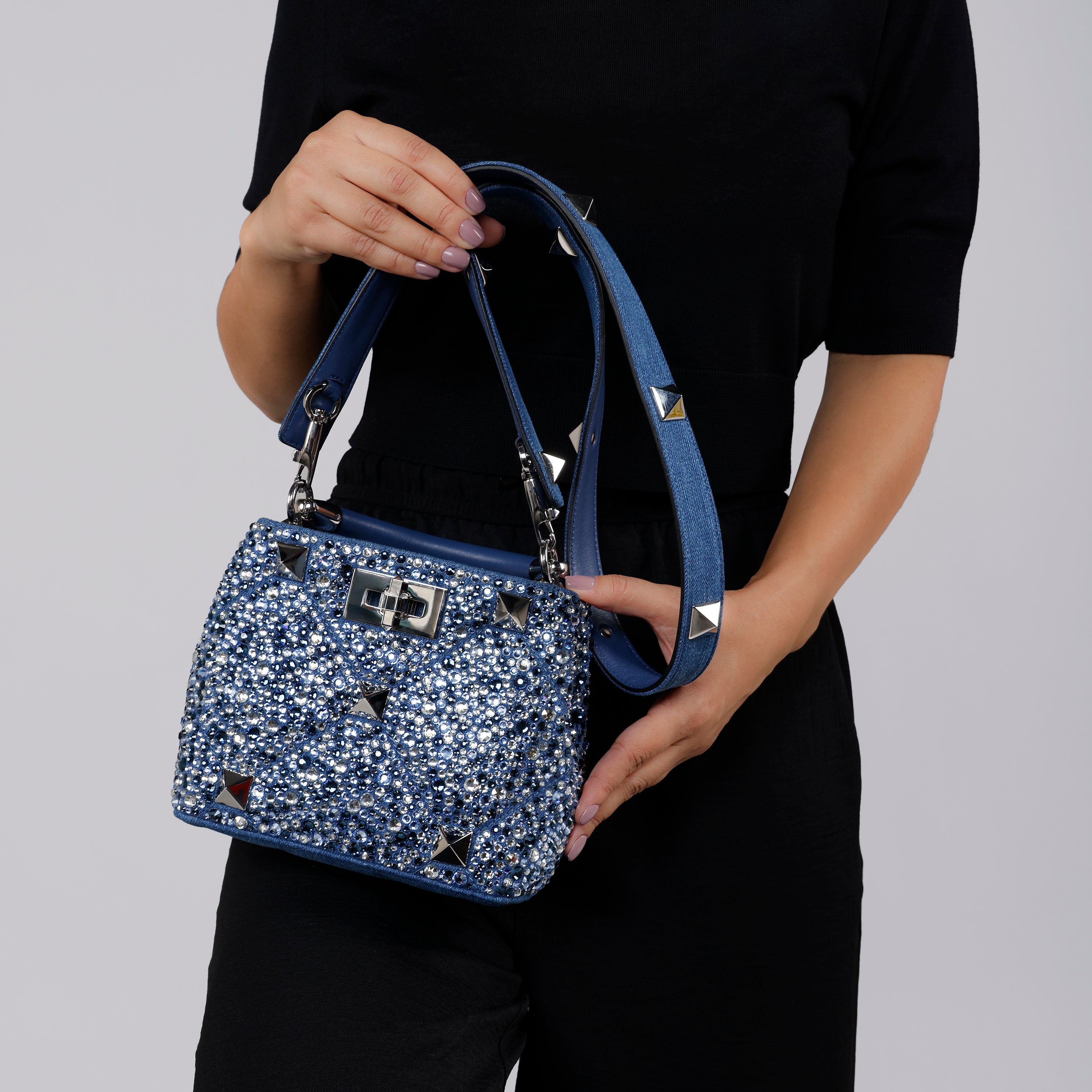 Cartera Azul Valentino Roman Stud Tote