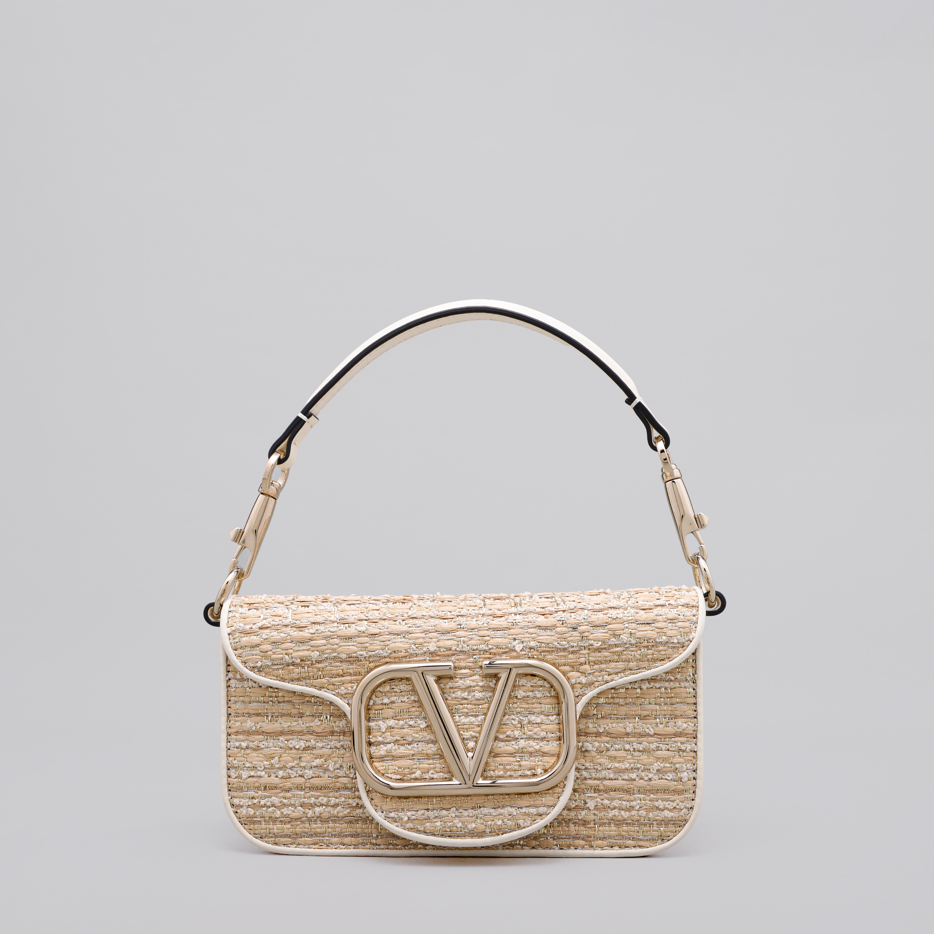 Cartera Beige Valentino Vlogo Loco Tweed