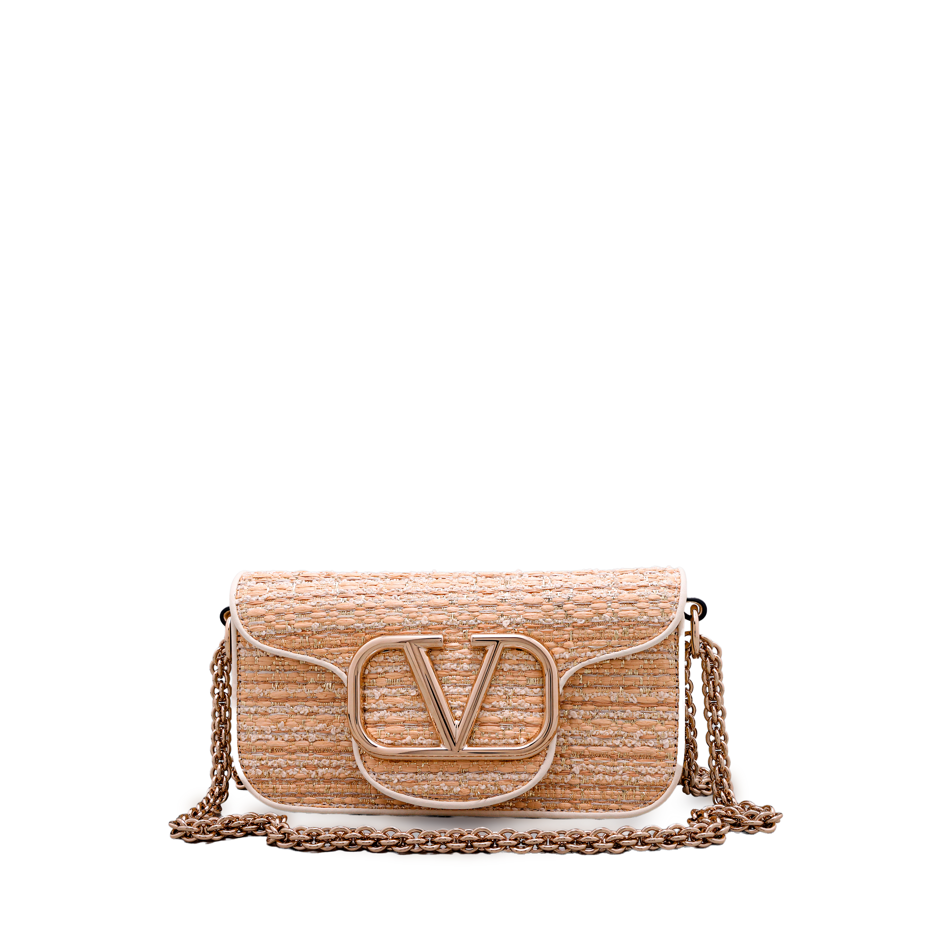 Cartera Beige Valentino Vlogo Loco Tweed