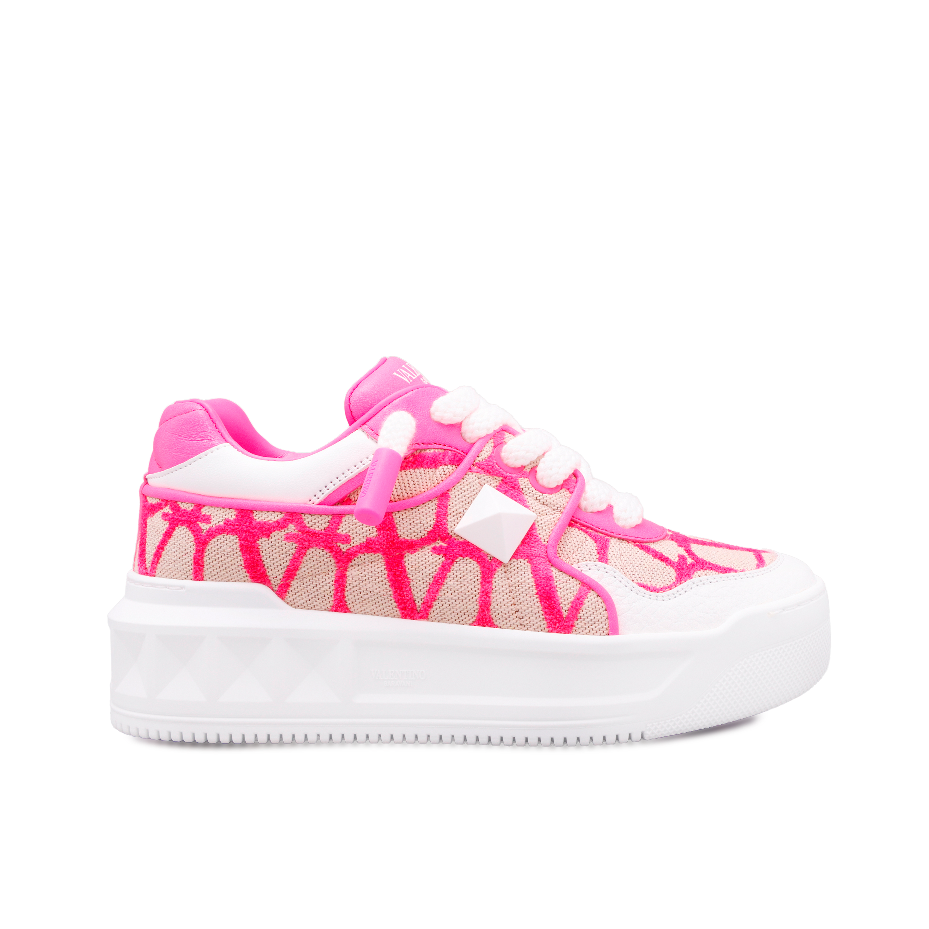 Sneakers Beige Rosado Valentino Vlogo Monogram